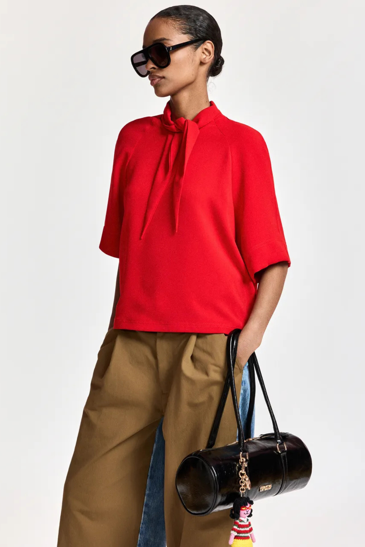 Essentiel Antwerp Kassie Neck Tie T-Shirt - Firestarter
