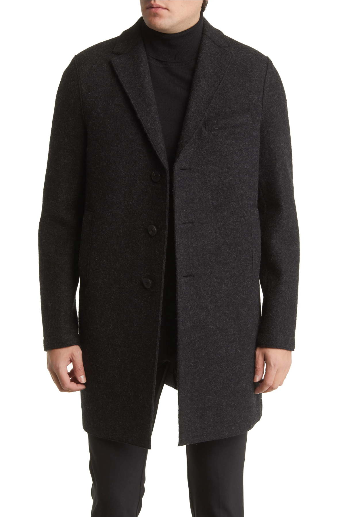 Harris Wharf Men's Boxy Coat Boiled Wool - Anthracite