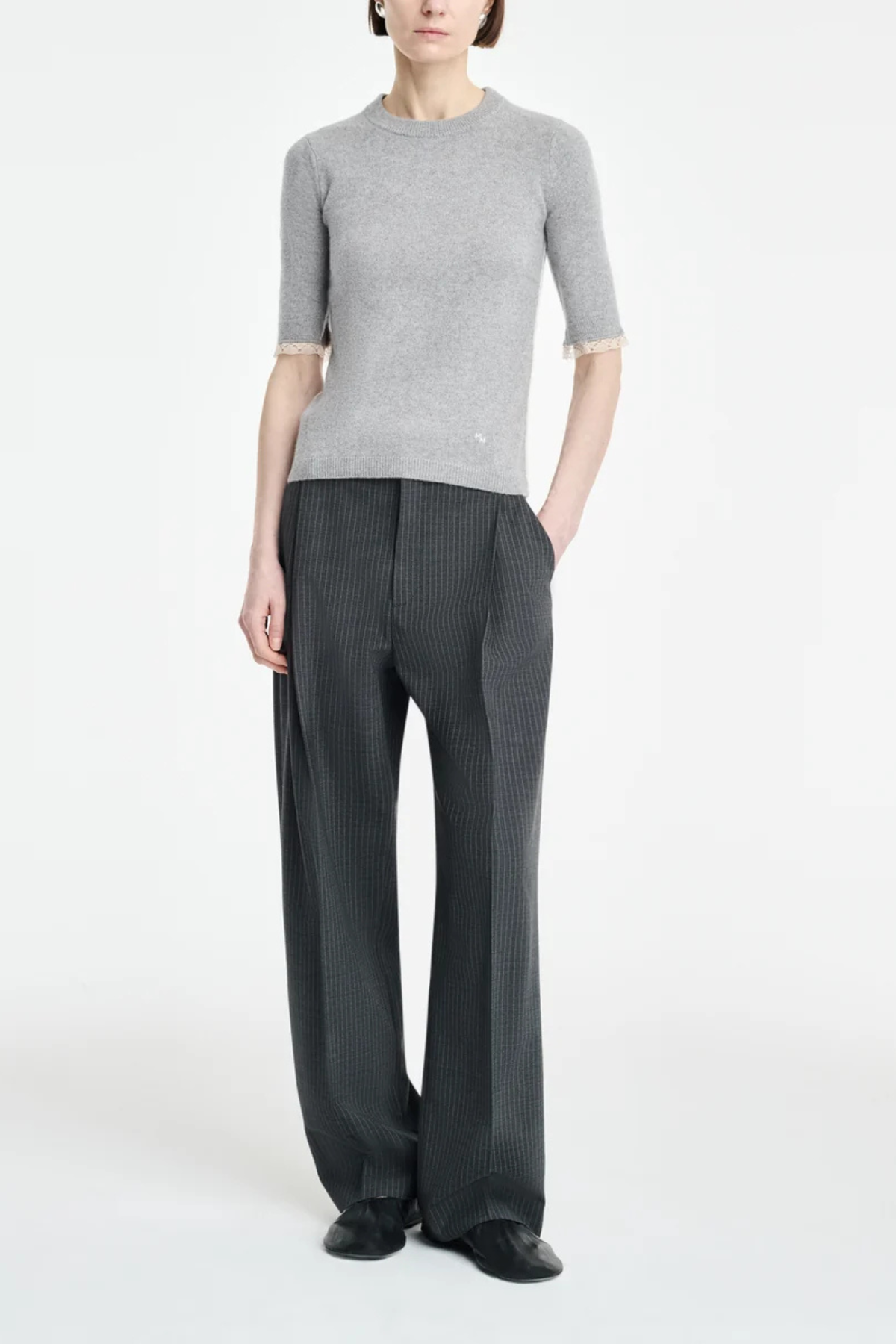 MARIA McMANUS Baby Tee - Grey Lace