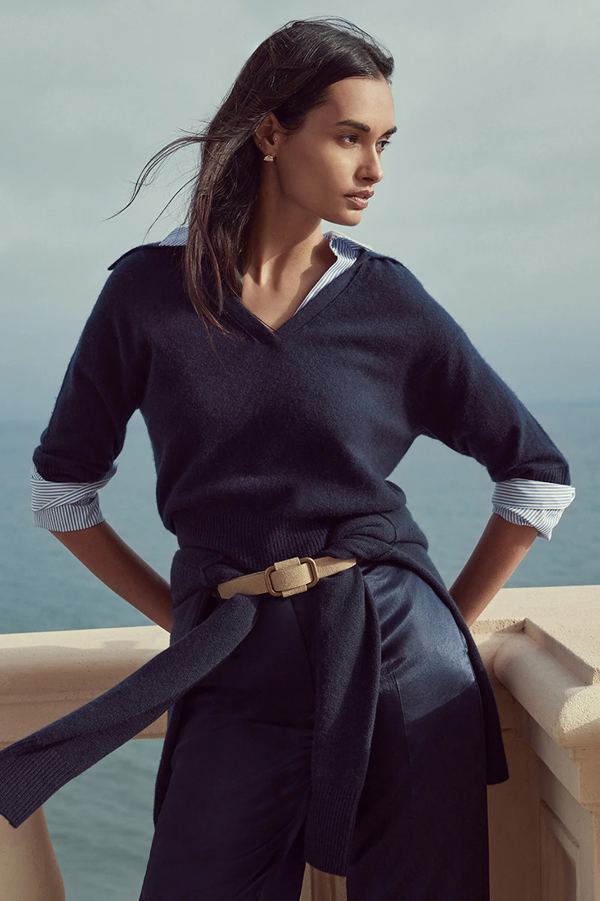 Brochu Walker The Ciara Polo Looker - Navy/ Blue Stripe