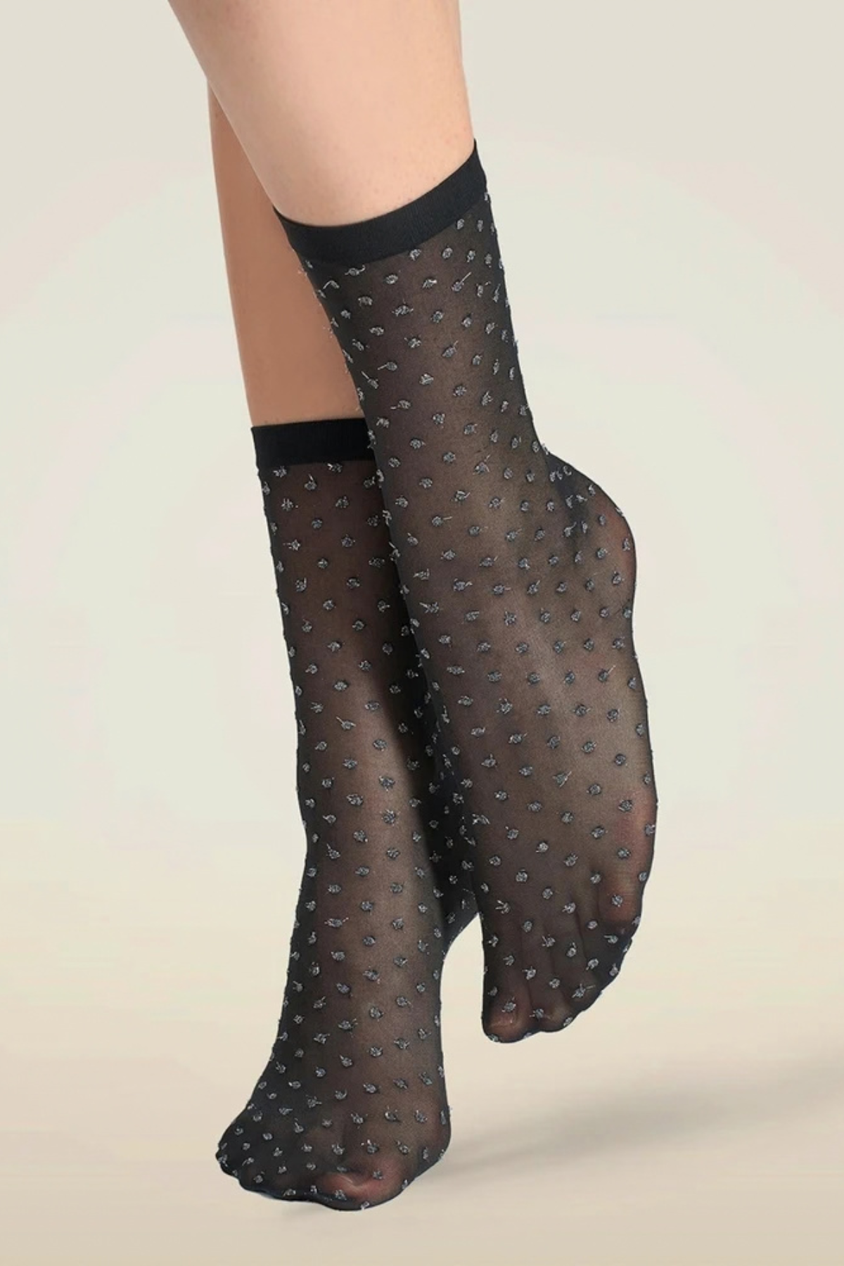 Wolford Shimmer Dots Socks - Black/ Silver