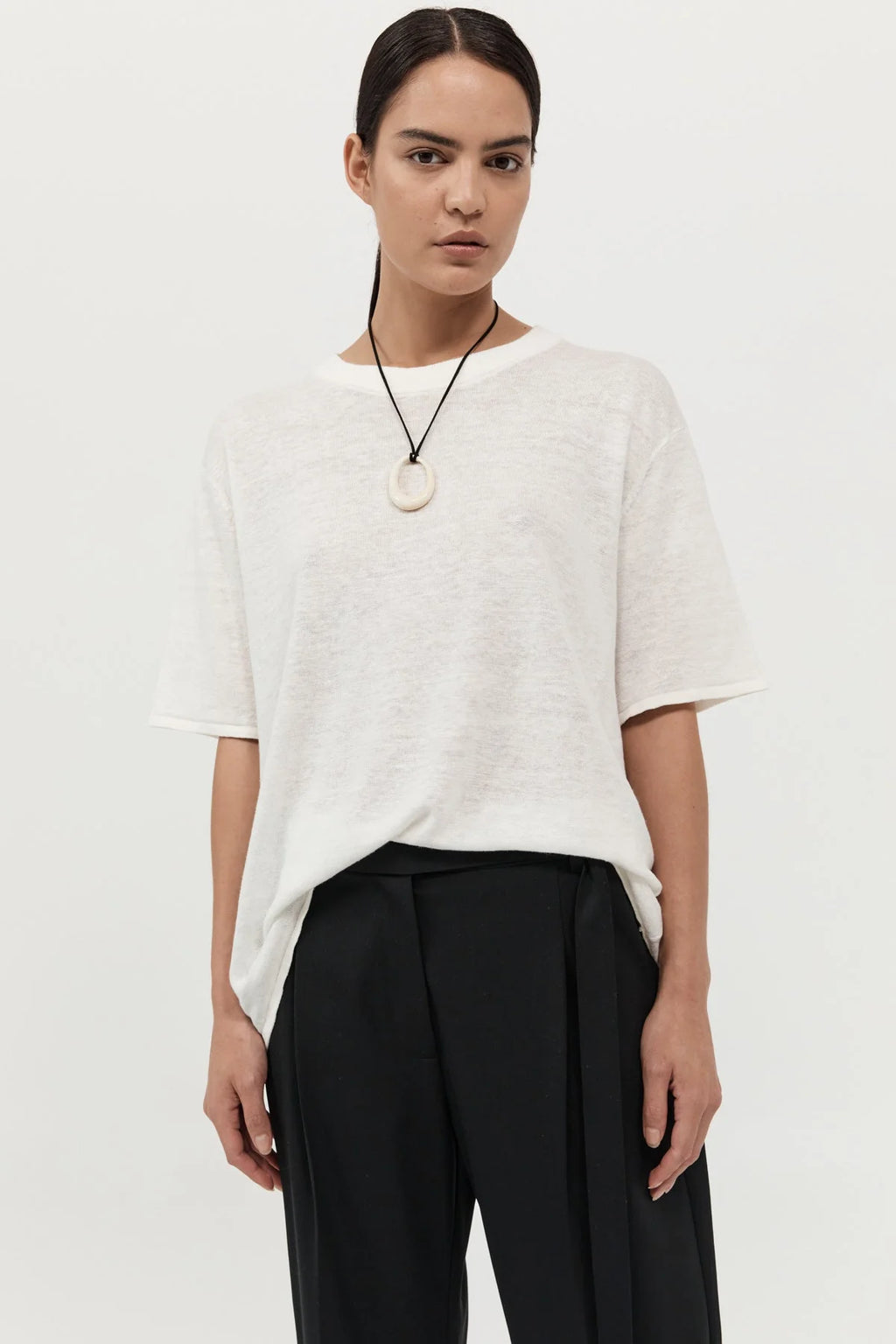 Valerio Long Sleeve Top Ivory Sculpt Knit - Welcome to the Fold LTD