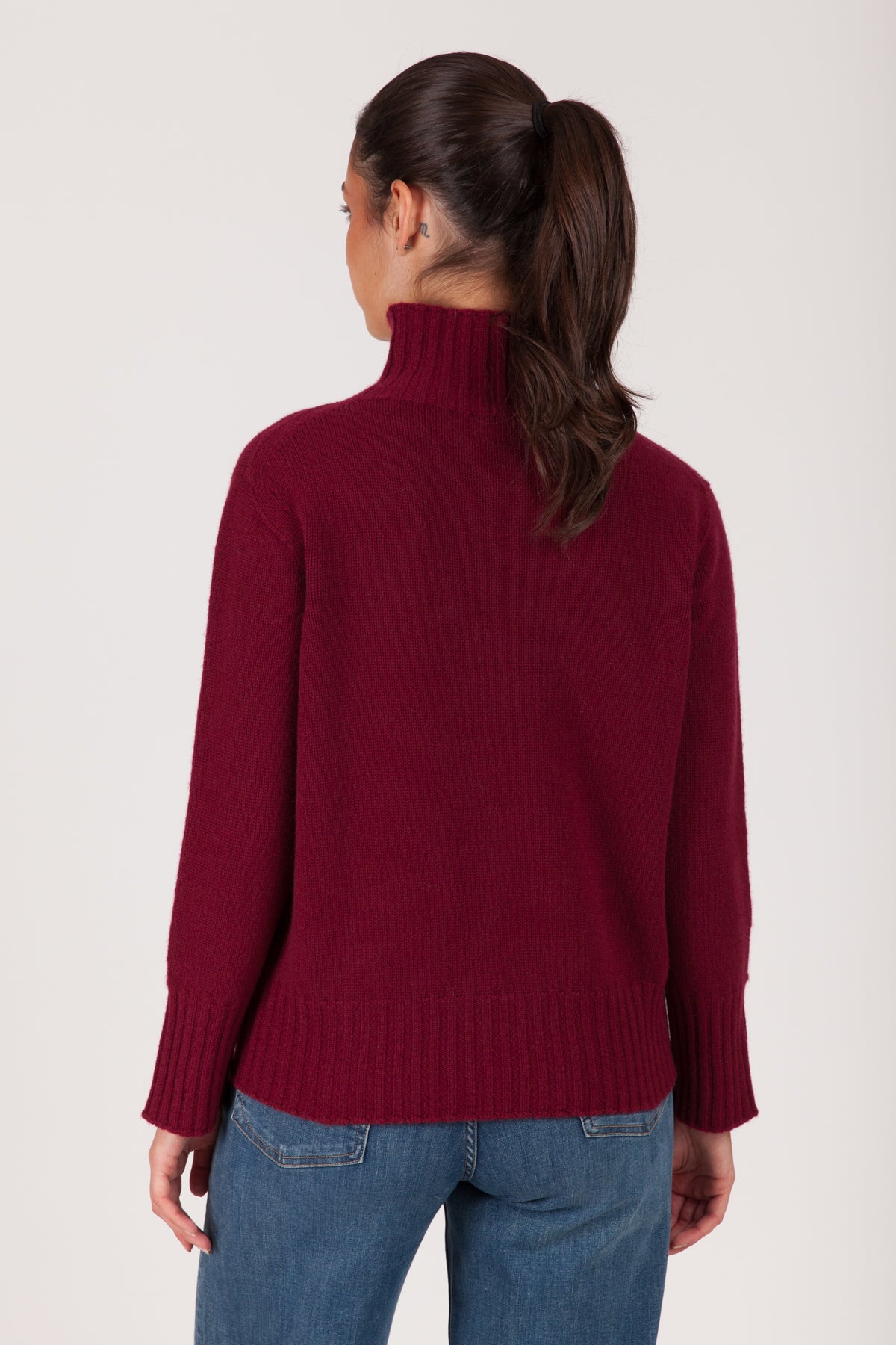 Oh My Goat Cashmere Long Sleeve Mock Neck With Side Slits