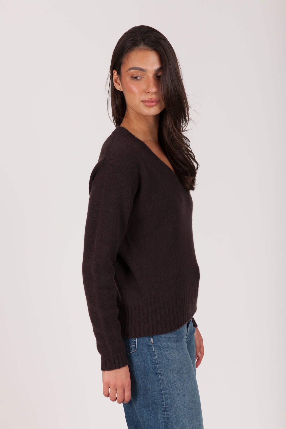 Oh My Goat Cashmere Long Sleeve V-Neck Sweater