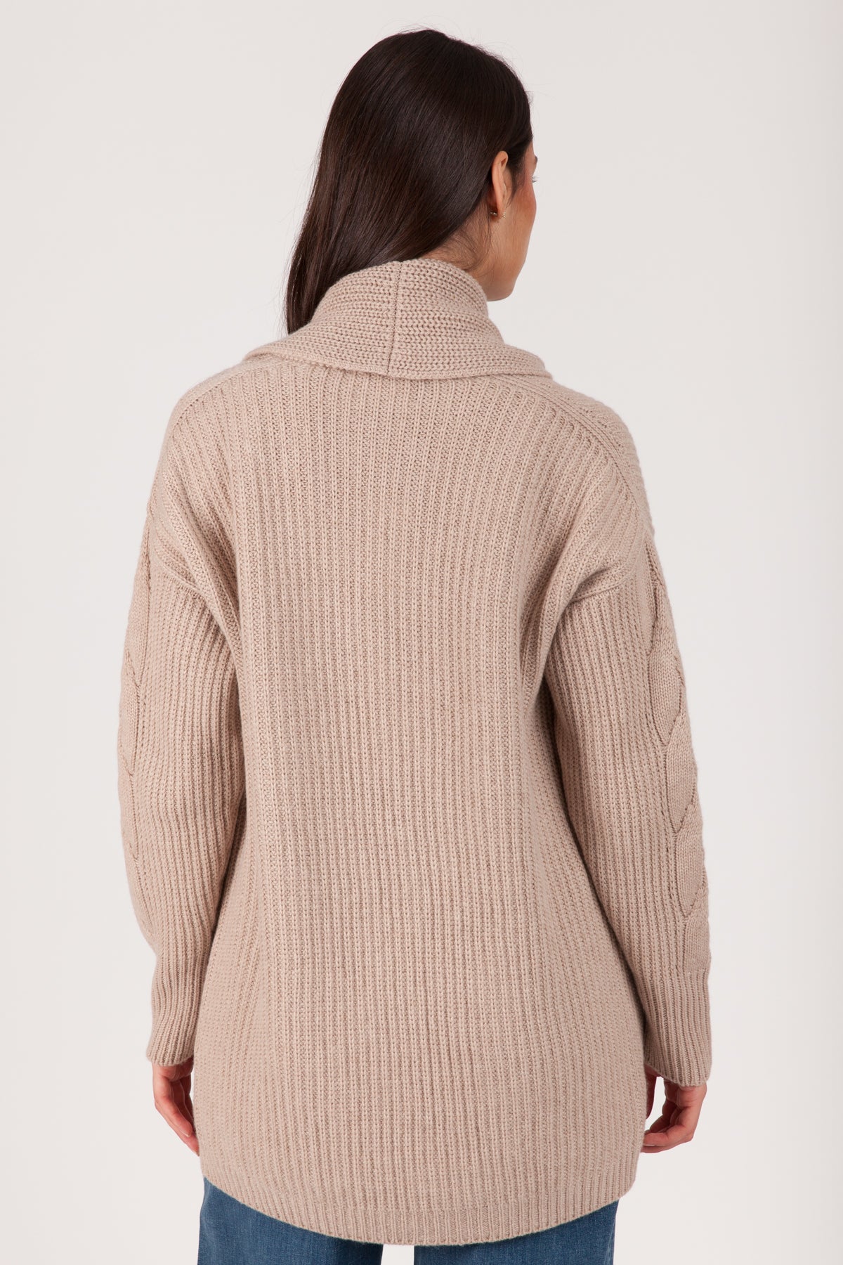 Oh My Goat Long Sleeve Cardigan With Cable Sleeve Detail