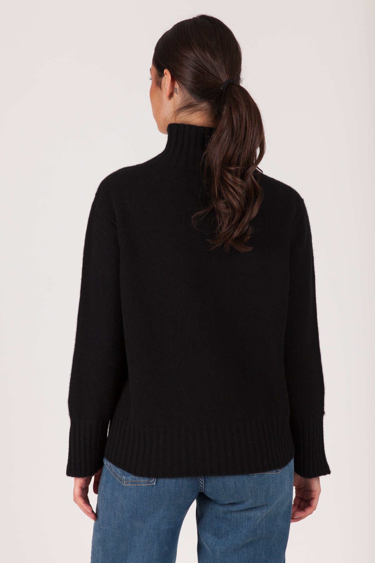 Oh My Goat Cashmere Long Sleeve Mock Neck With Side Slits