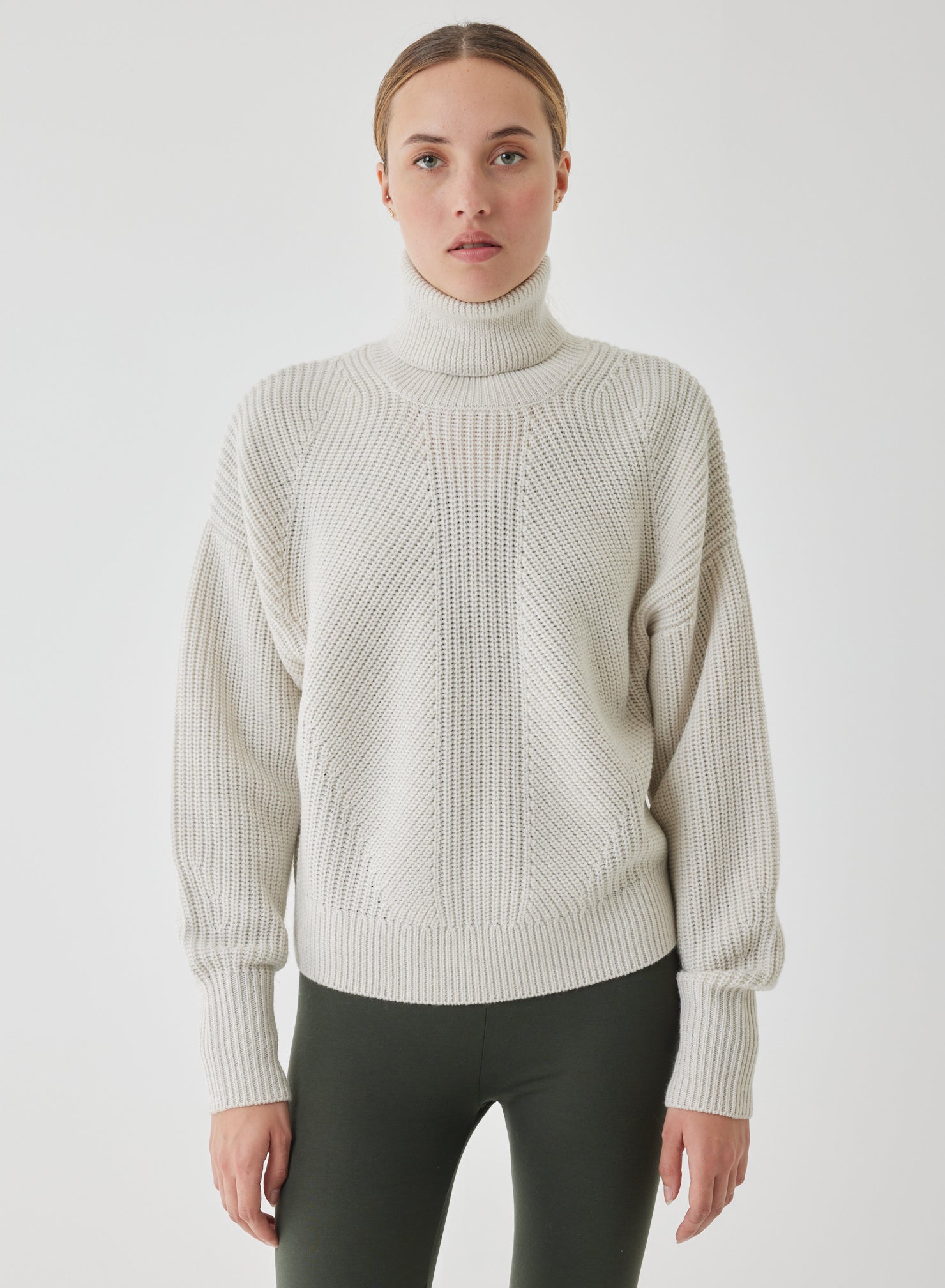 Majestic Filatures Merino Rib Long Sleeve Mock Neck Turtleneck