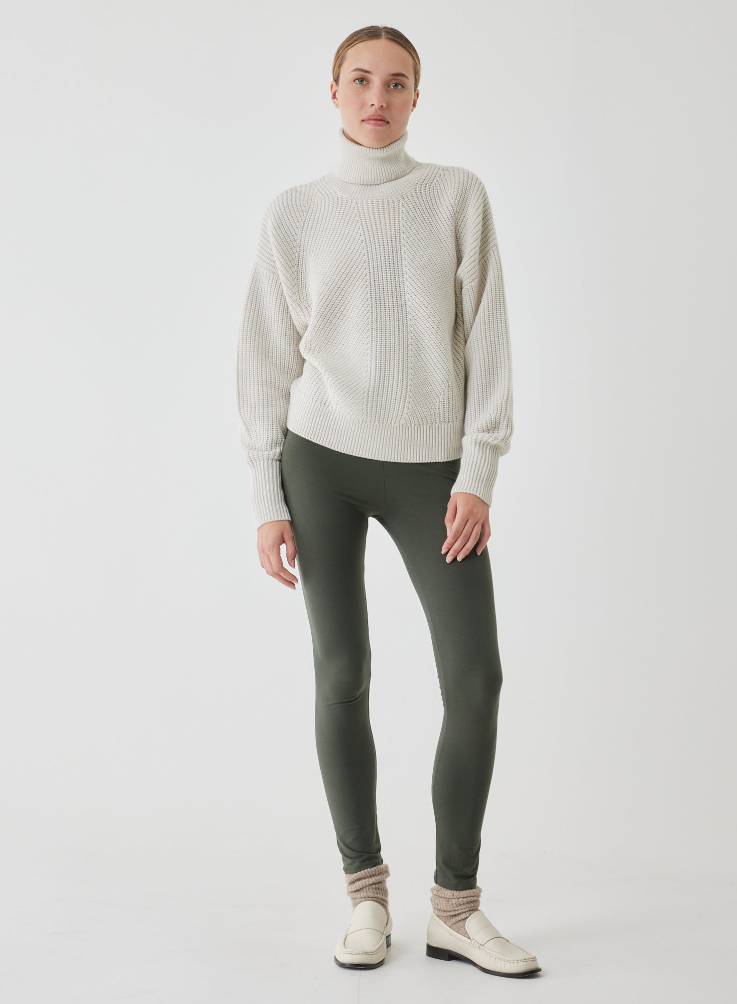 Majestic Filatures Merino Rib Long Sleeve Mock Neck Turtleneck