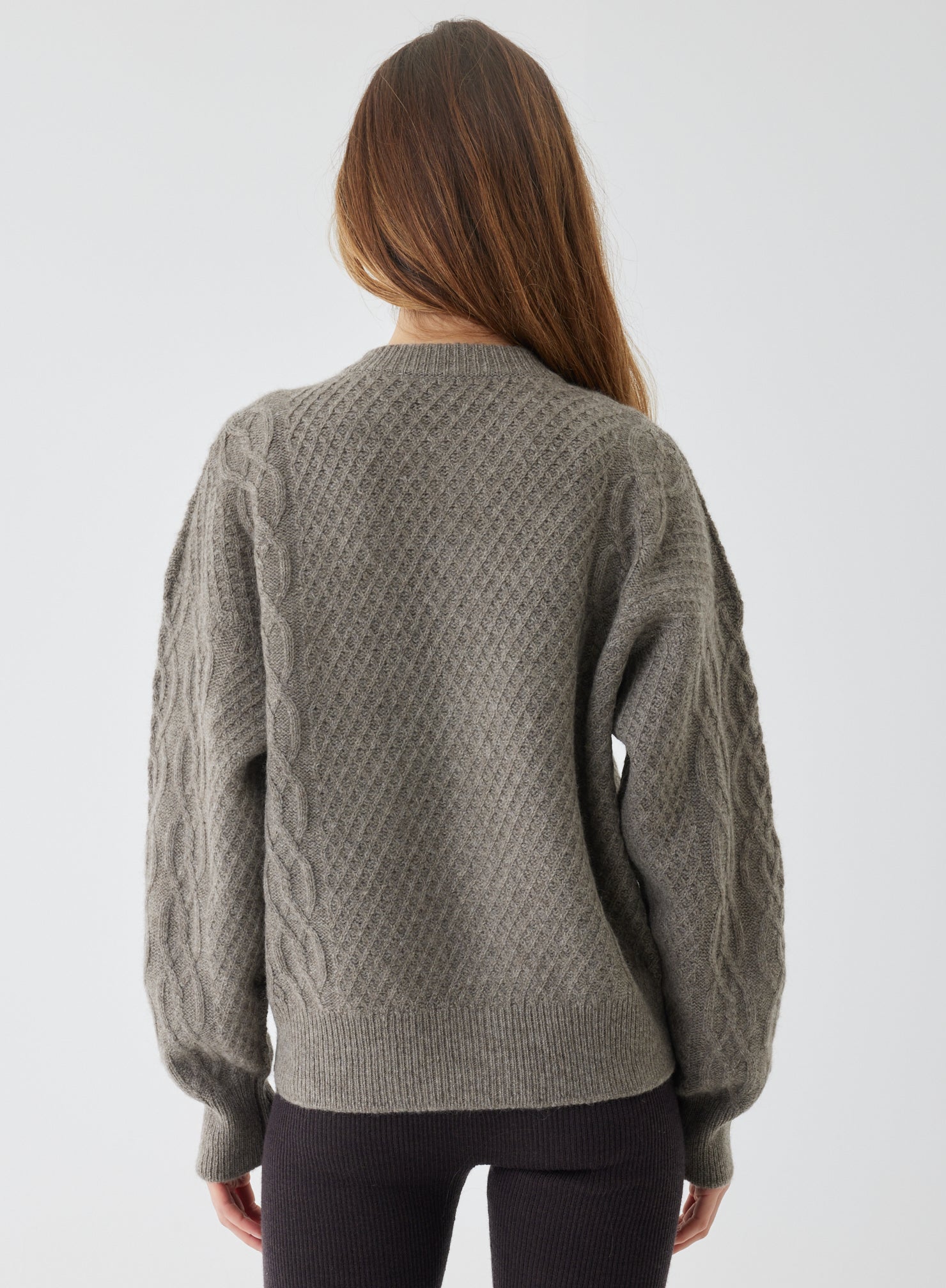 Majestic Filatures Yak Wool Cable L/S Crewneck Cardigan