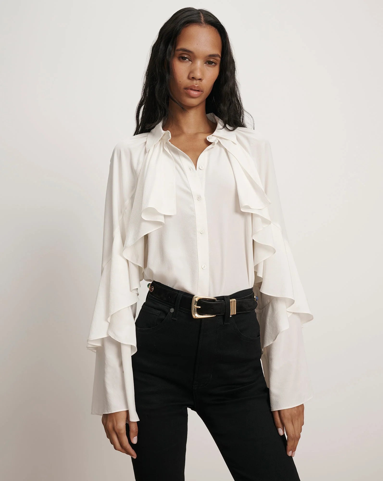 Veronica Beard Demaris Ruffled Button-Down Blouse