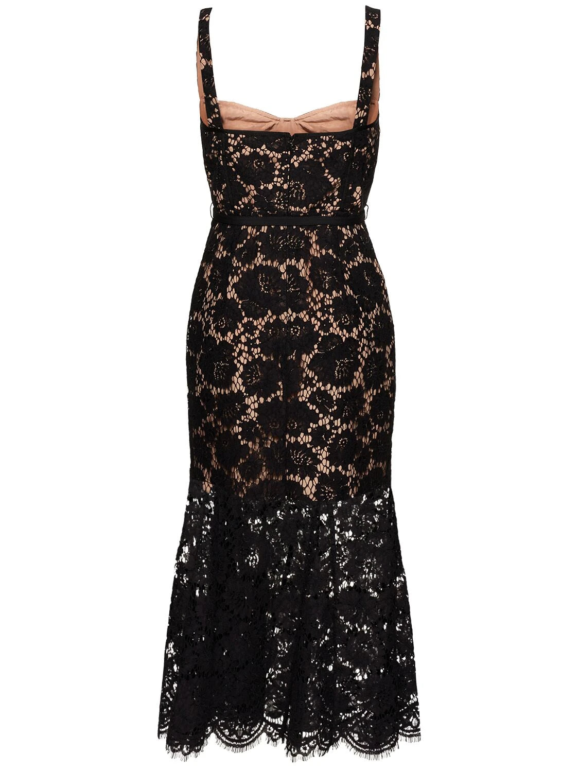 Self-Portrait Black Fine Lace Midi Dress