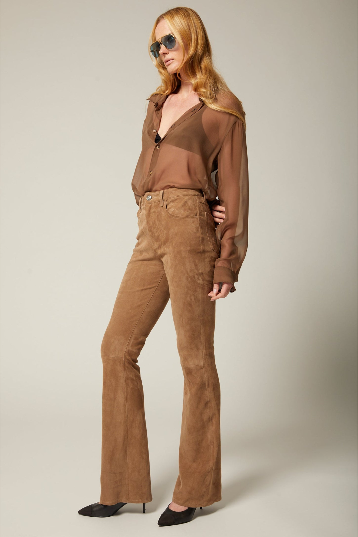 SPRWMN 5 Pocket Micro Flare Pants - Taupe