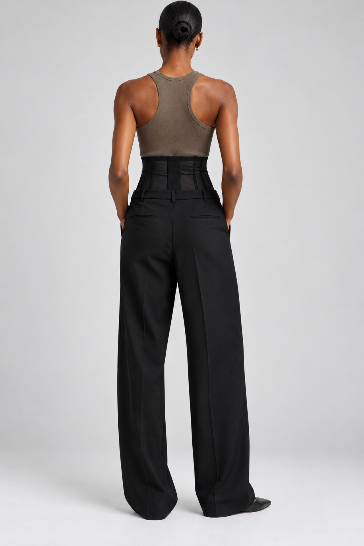 Tibi Recycled Tropical Wool Corset Trouser - Black