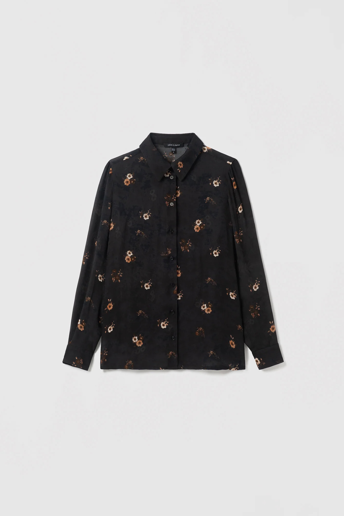 Judith & Charles Floral Print Long Sleeve Jennifer Blouse - Black Print