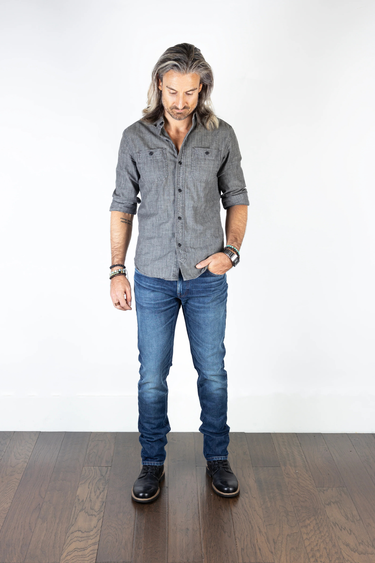 Jude Denim Axe Slim Straight Fit - Oxford