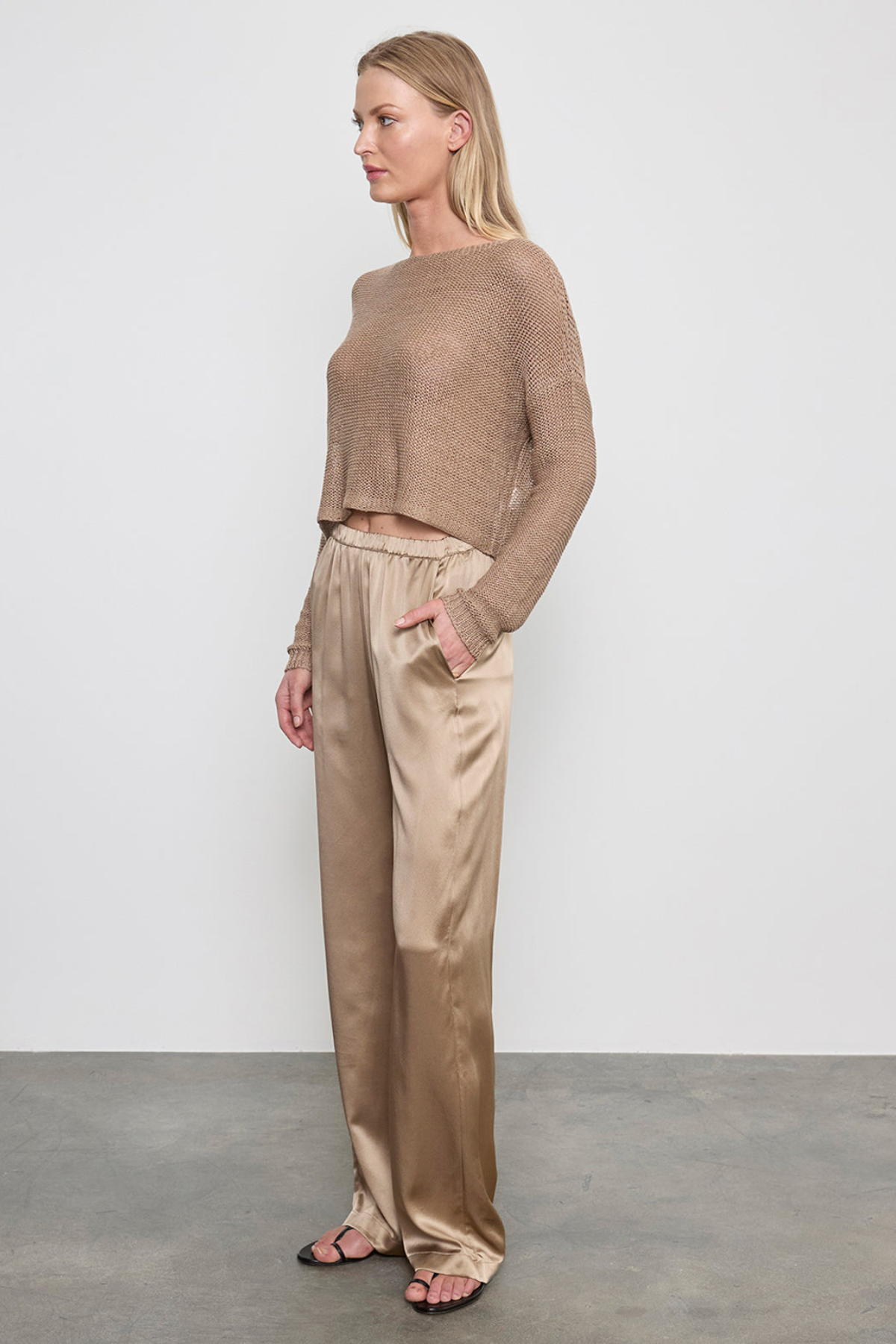 Enza Costa Satin Everywhere Pant - Beige