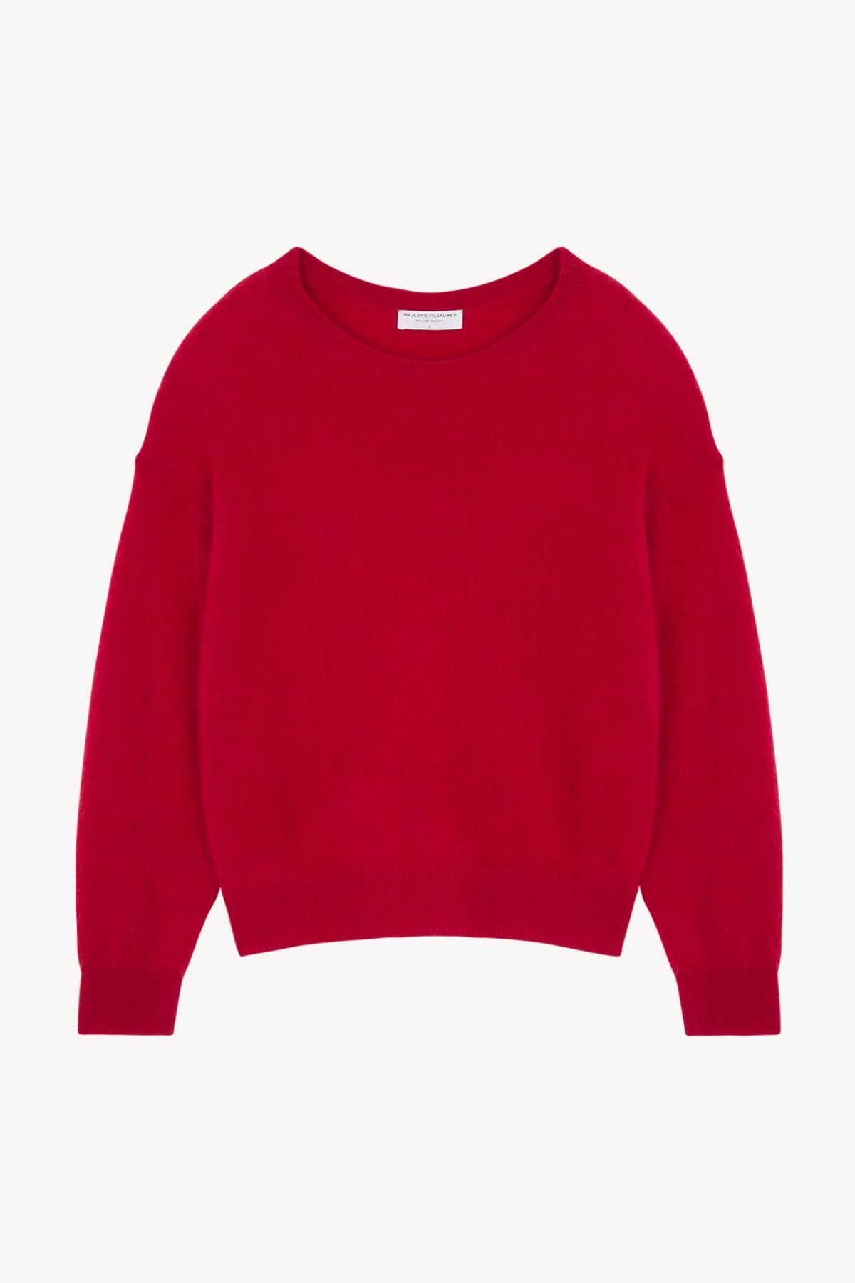 Majestic Filatures Brushed Cashmere Long Sleeve Crewneck - Rouge Hibiscus