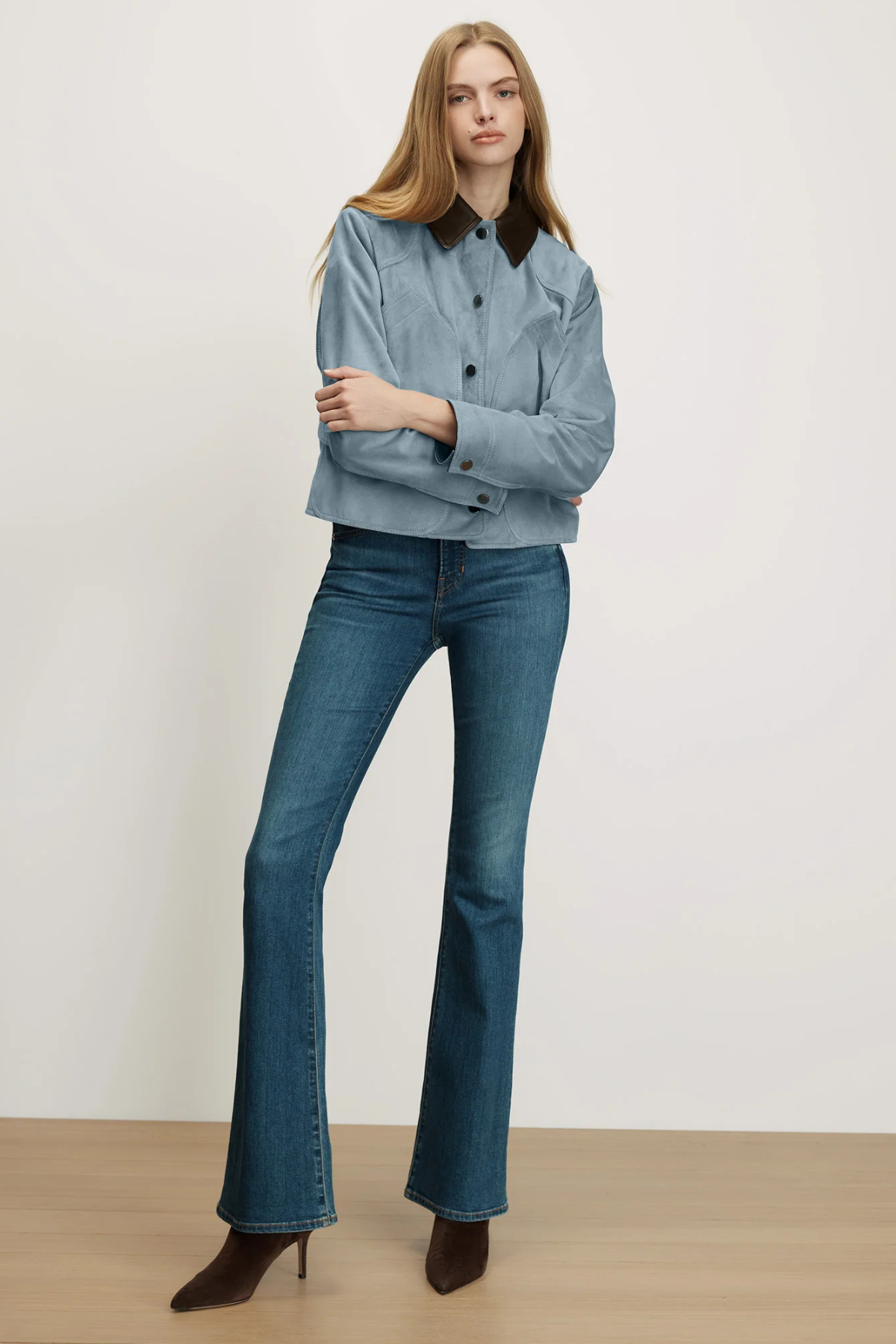 Veronica Beard Walters Cropped Barn Jacket - Blue Steel