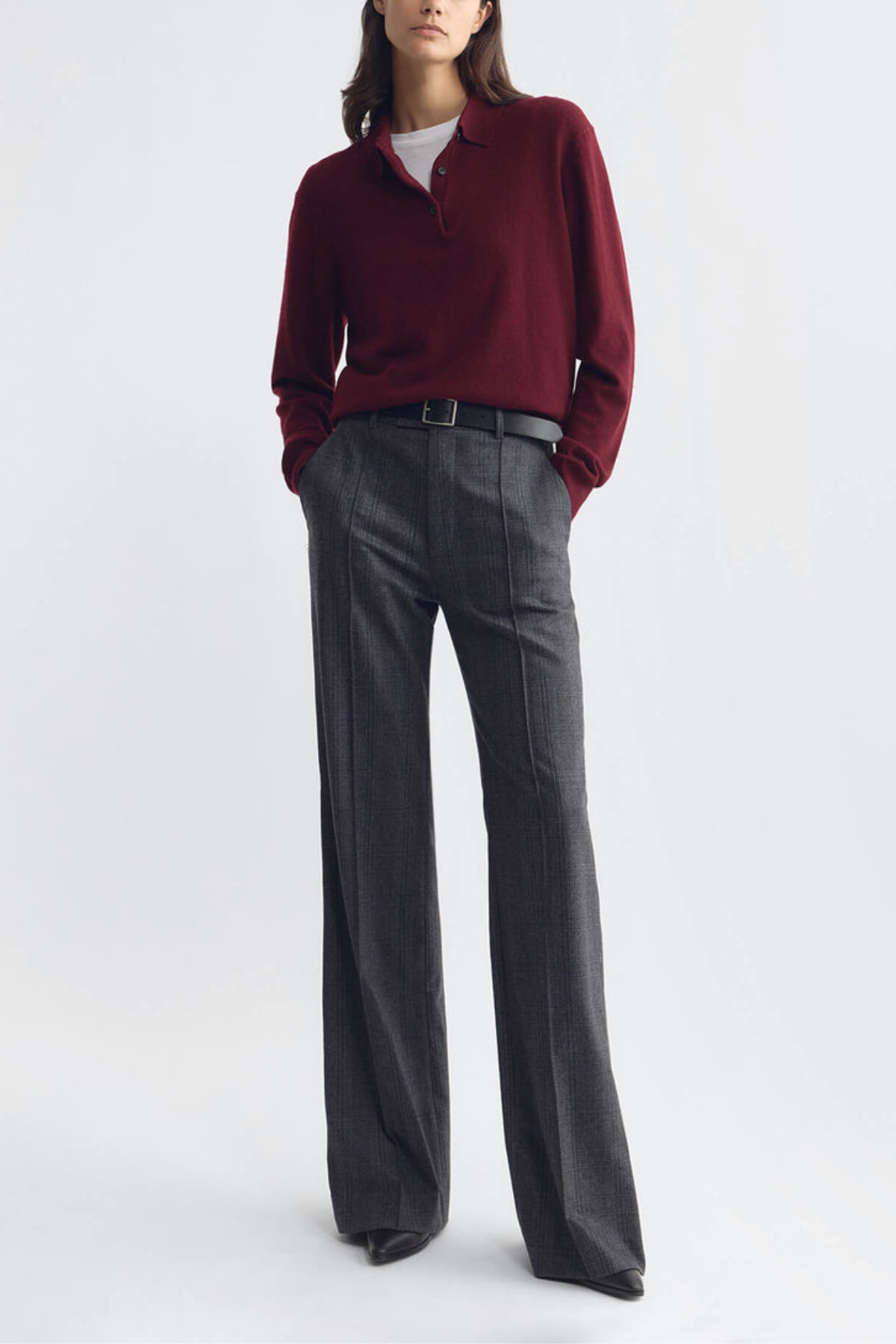 Nili Lotan Jovan Sweater Polo - Burgundy