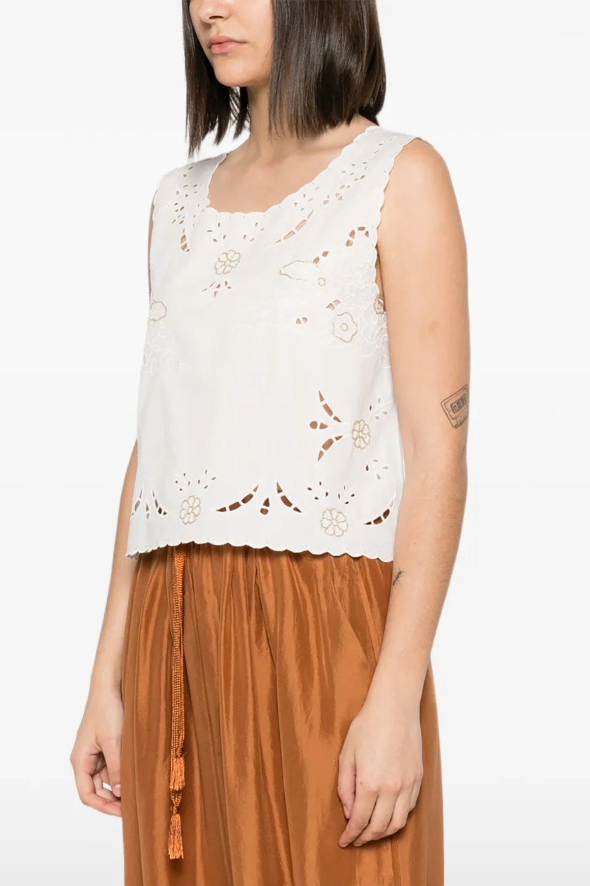 Forte Forte Poplin Top With “Lace And Glass” Embroidery
