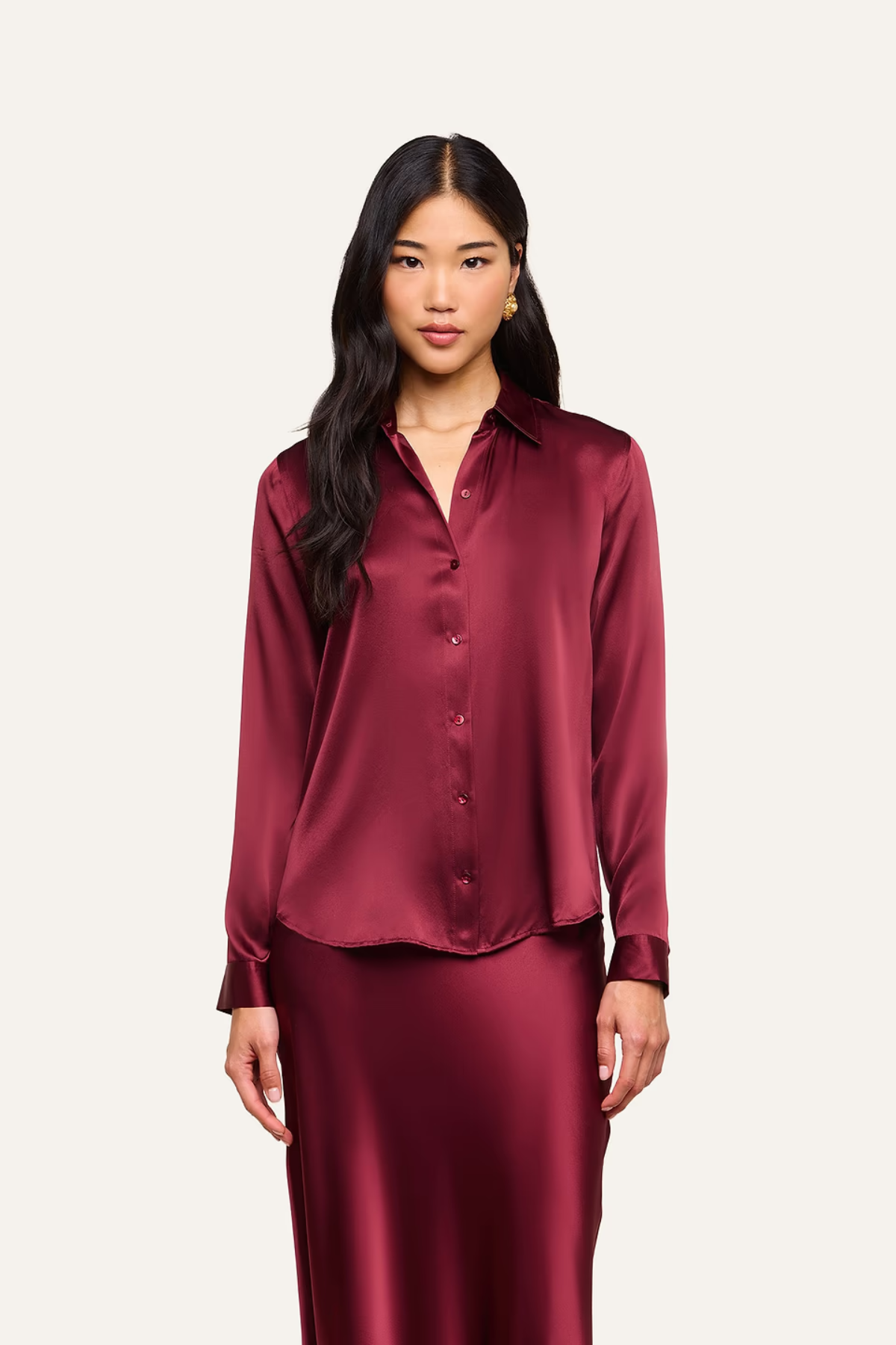 L’AGENCE Tyler Silk Blouse - Merlot Red