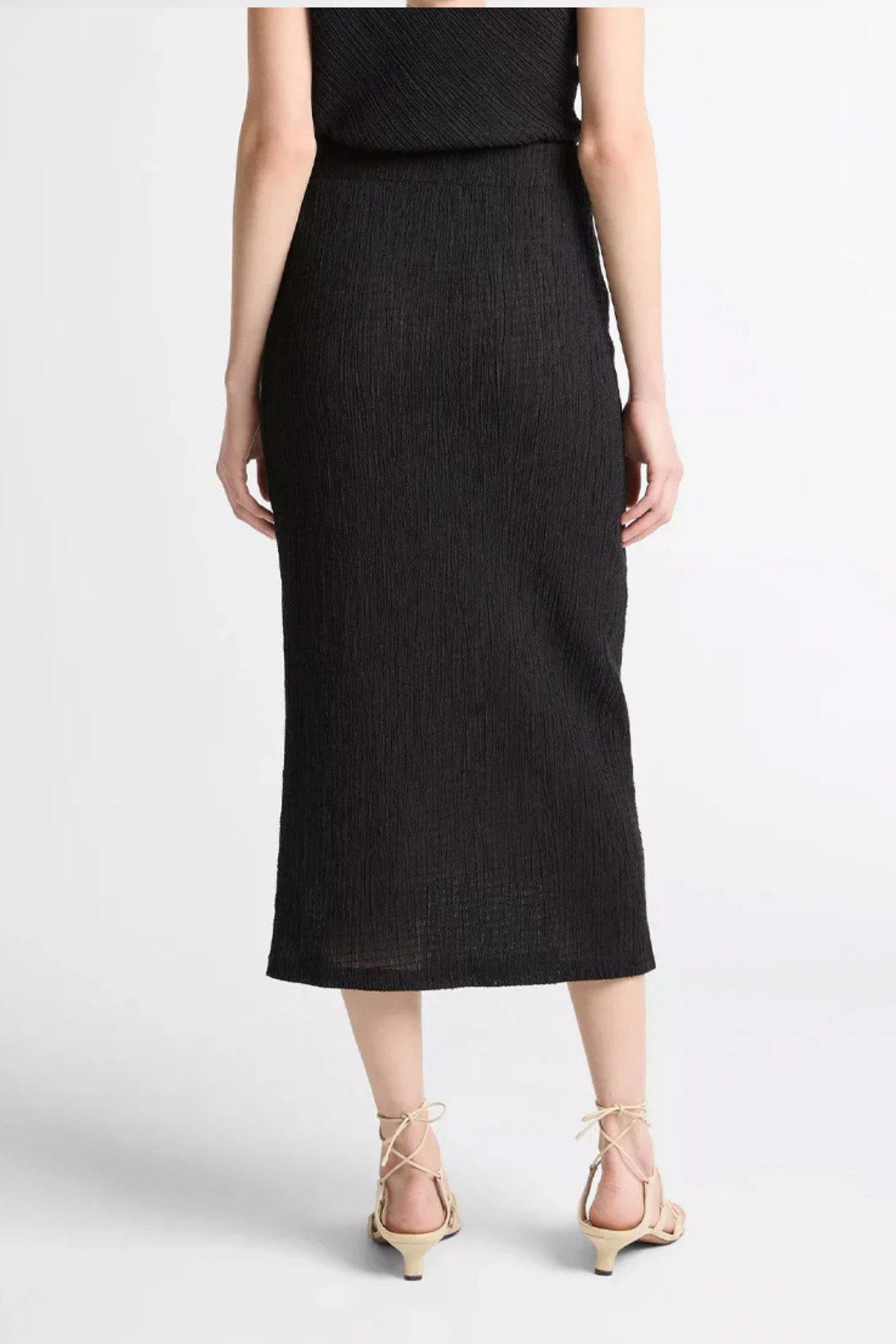 Vince Shadow Grid Midi Skirt - Black