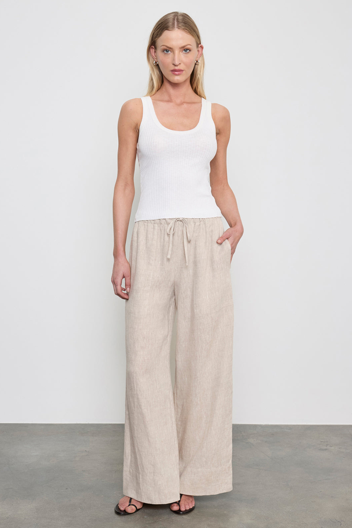 Enza Costa Linen Cropped Summer Pant - Jute Heather