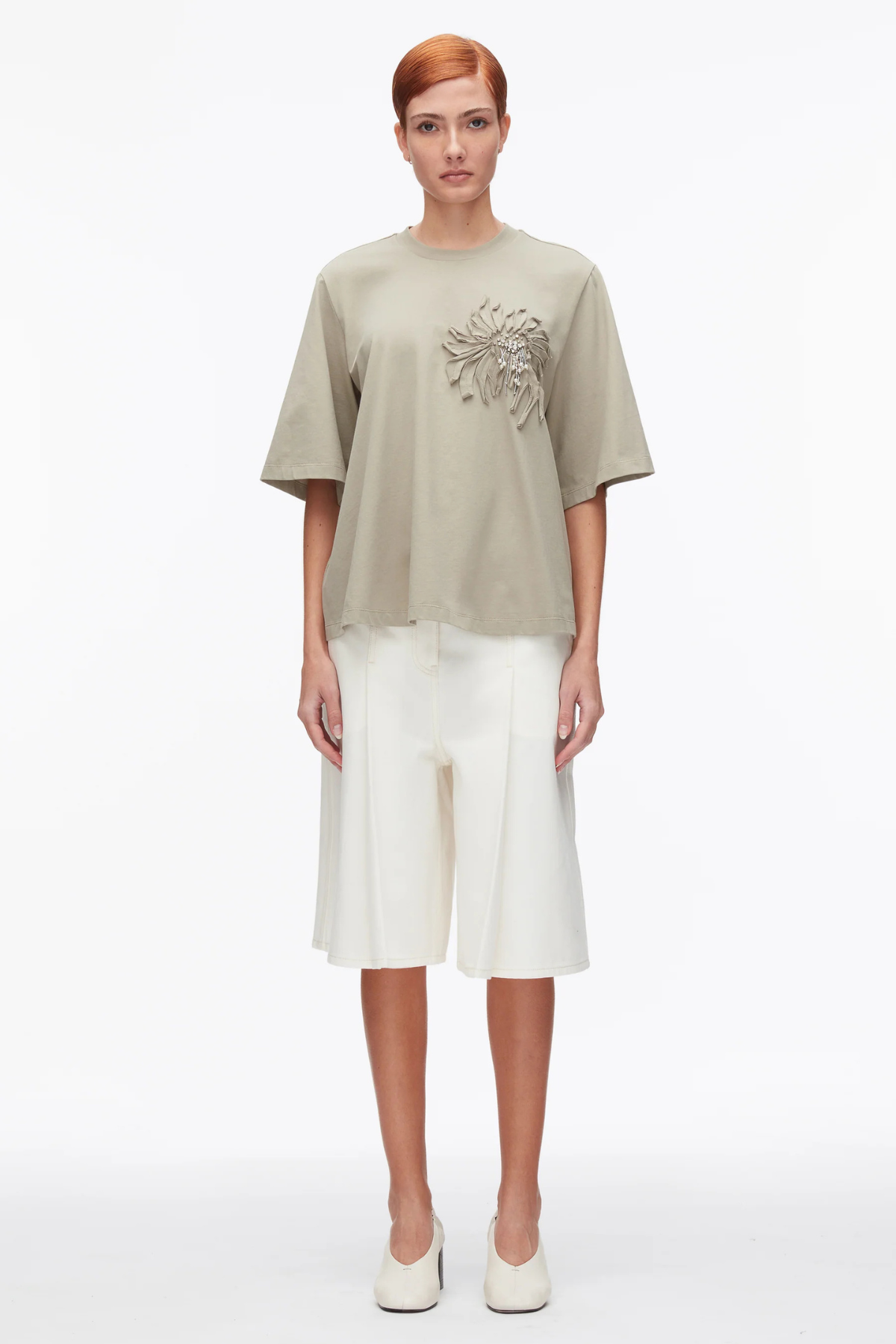 3.1 Phillip Lim Trapeze T-Shirt With Floral Applique