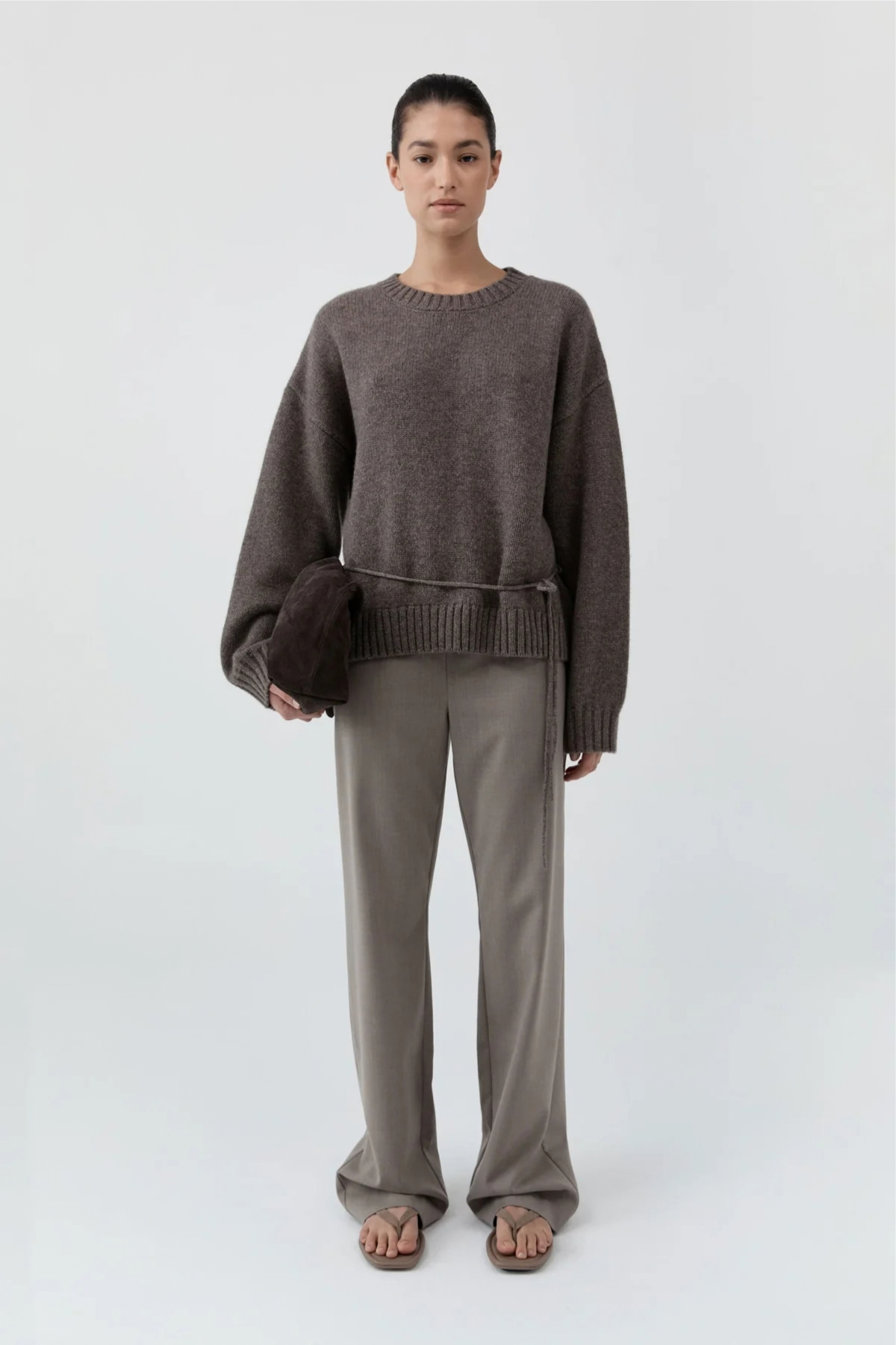 St. Agni Wool Crewneck Jumper - Taupe Melange
