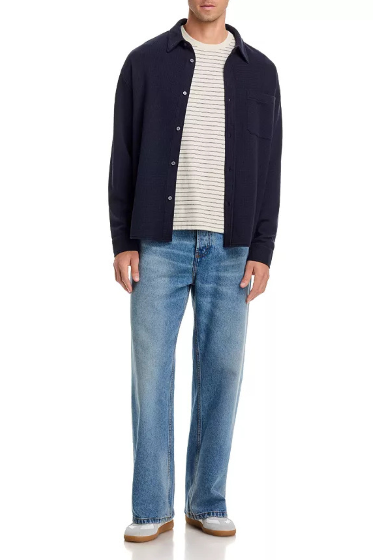 Frame Men's Waffle Textured Shirt - Dark Navy