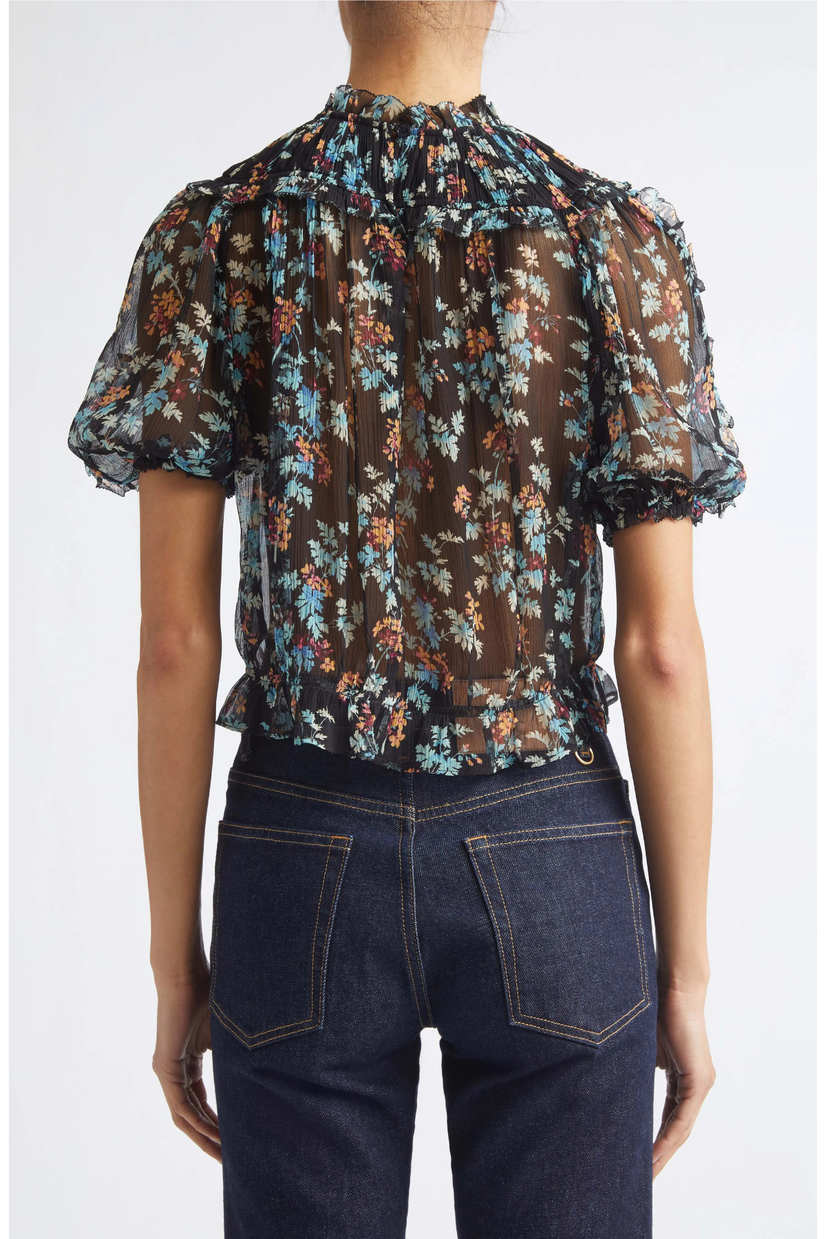 Ulla Johnson Solenne Short Sleeve Silk Top - Nightshade