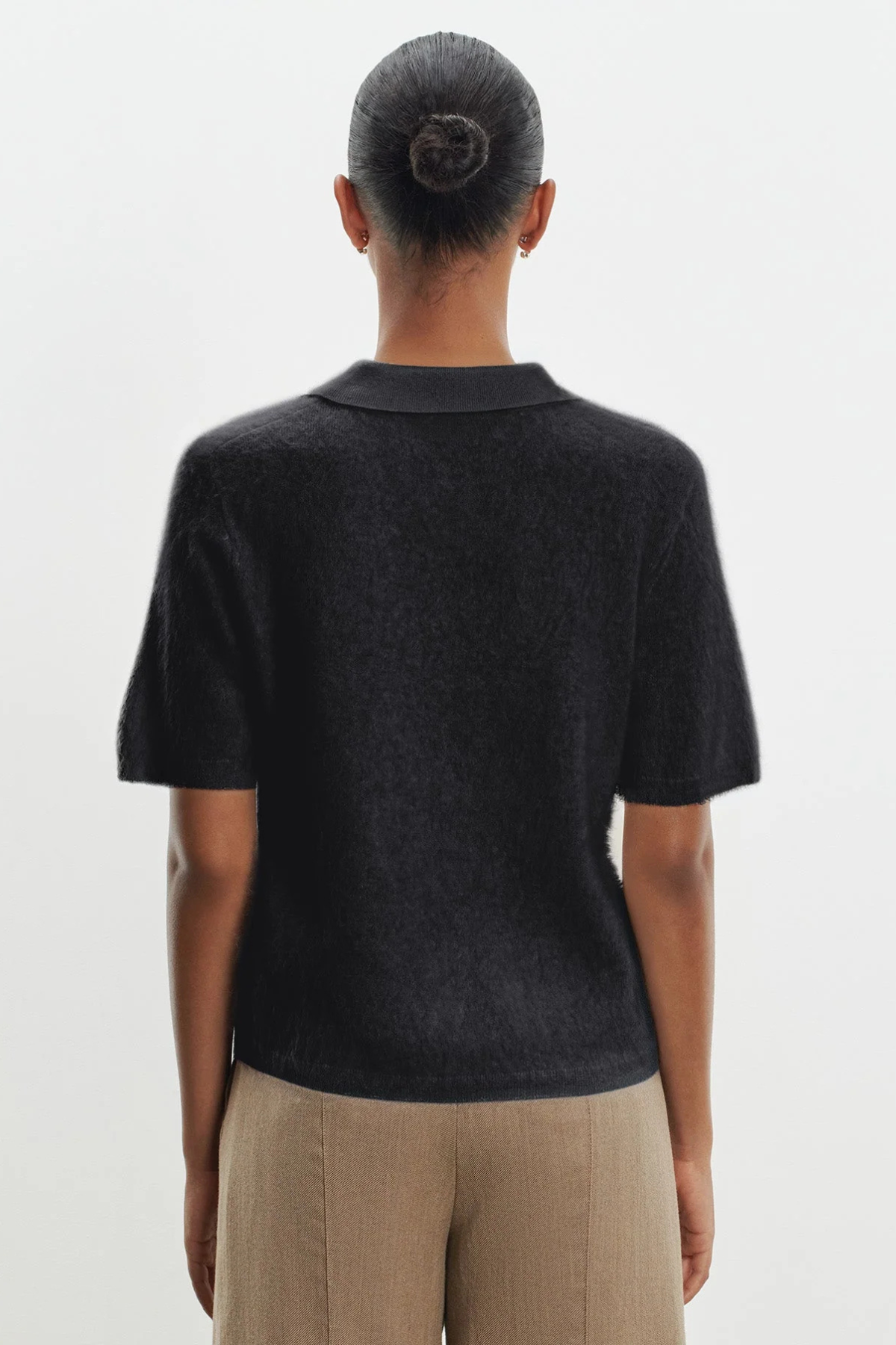 Majestic Filatures Brushed Cashmere Short Sleeve Polo - Noir