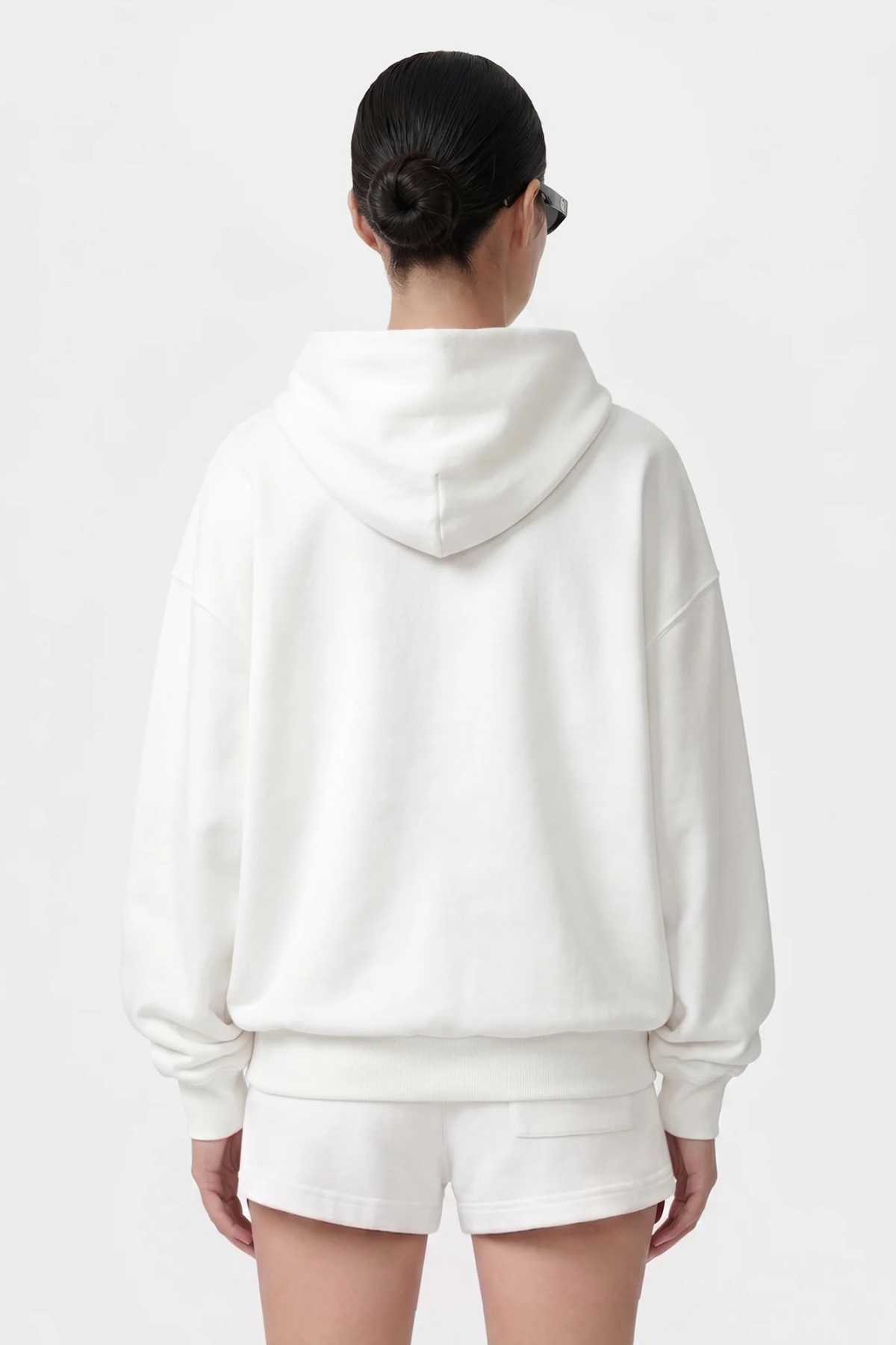 Sporty & Rich Signature Logo Embroidered Zip Hoodie - White Light Navy