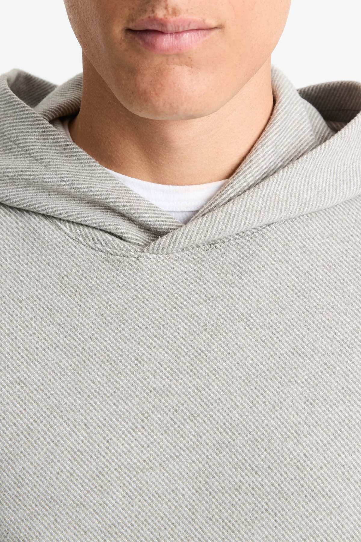 Vince Men's Broken Twill Pullover Hoodie - Grey/ Off White