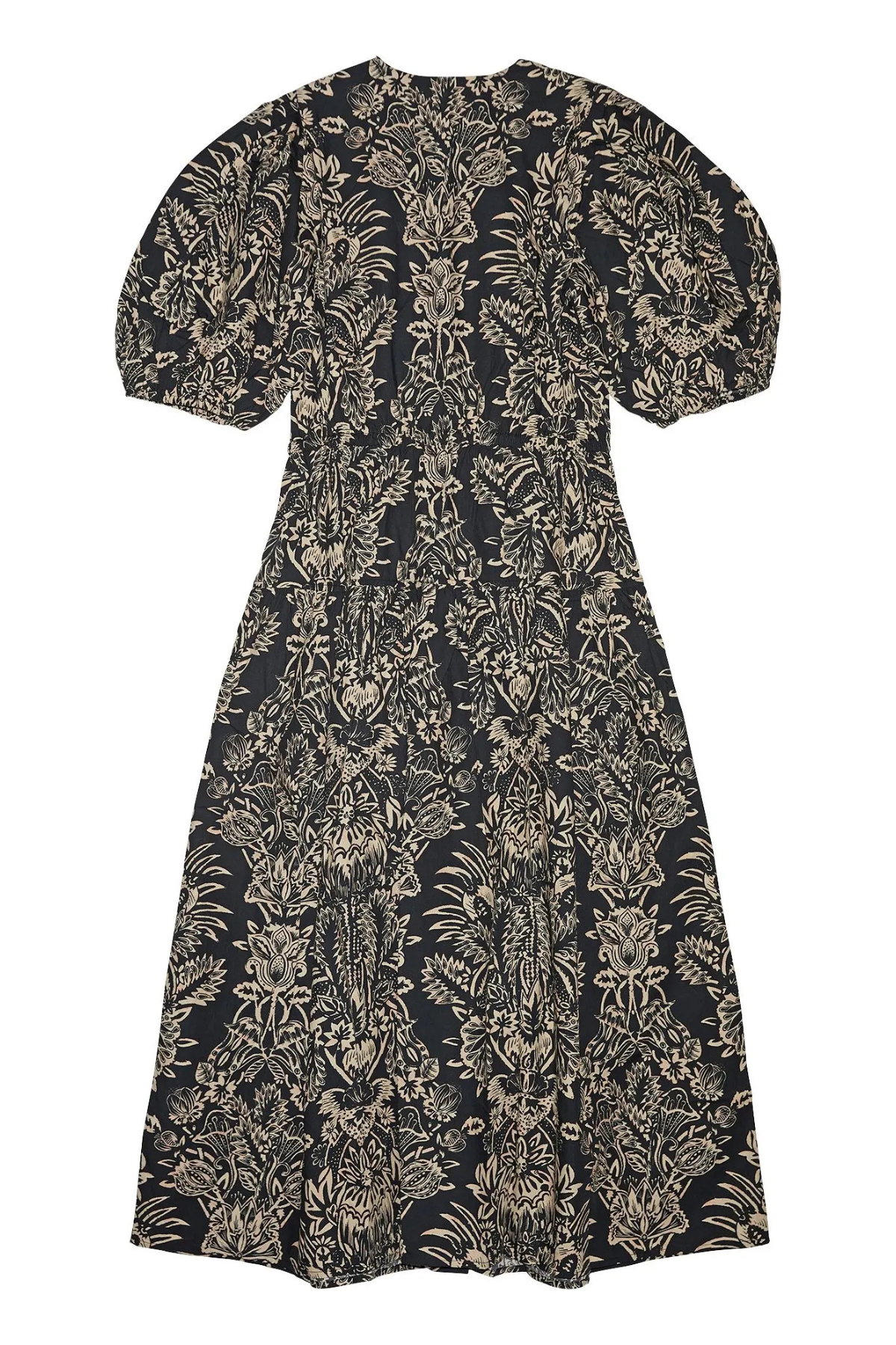 Ulla Johnson Harriet Puff Sleeve Midi Dress - Noir Flora