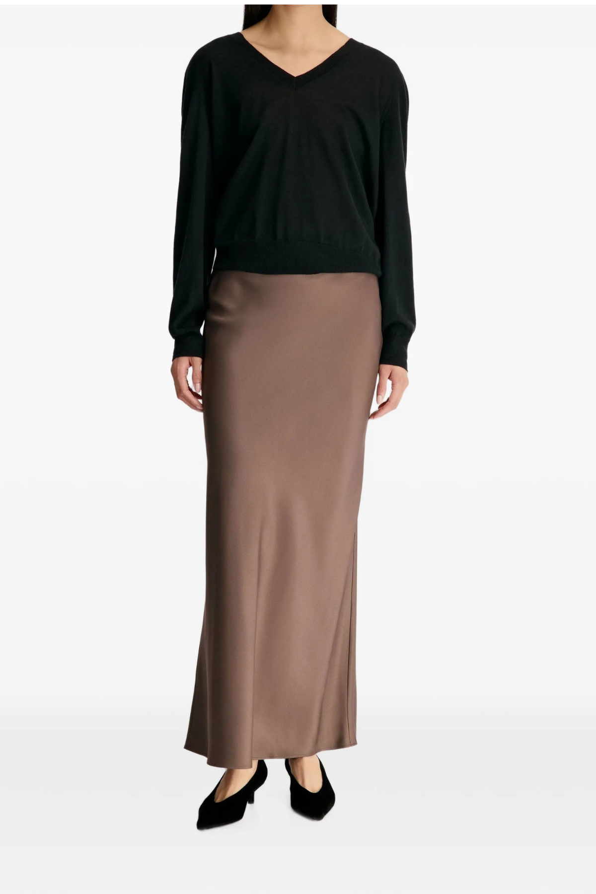 Loulou de Saison Eli A-Line Maxi Skirt - Dark Brown
