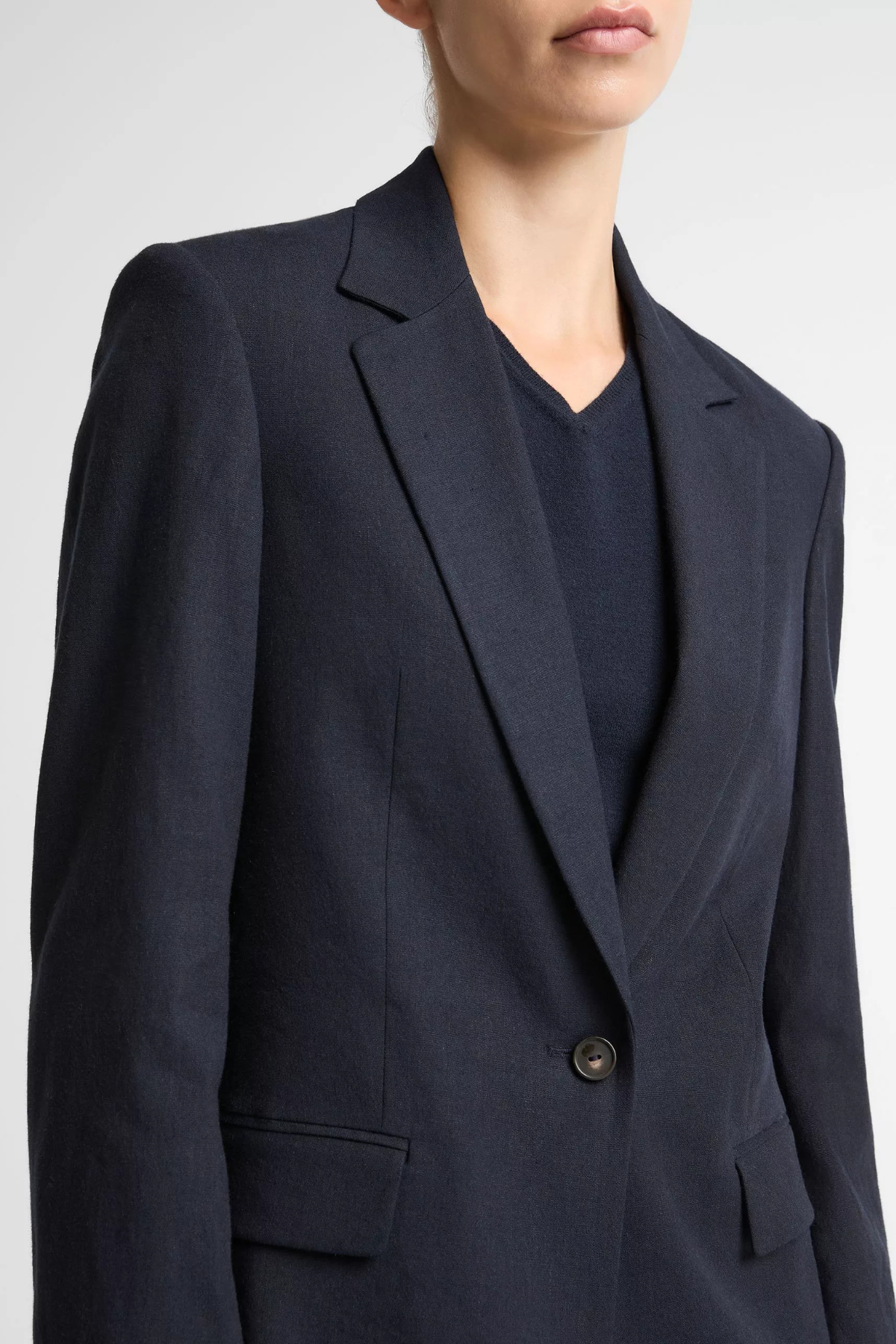 Vince Linen Single Breasted Blazer - Coastal Blue