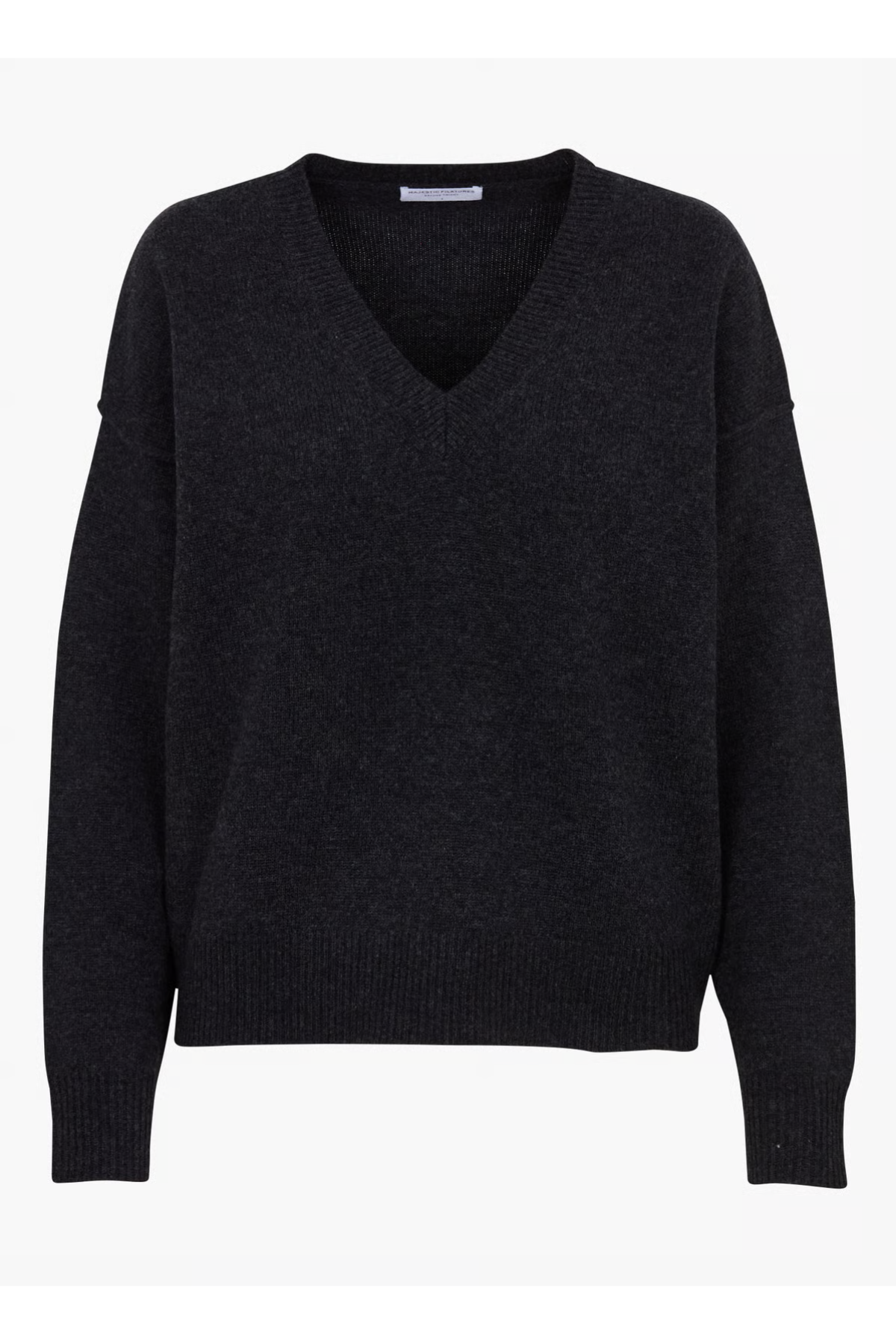 Majestic Filatures Merino Long Sleeve V-Neck - Charbon Chine