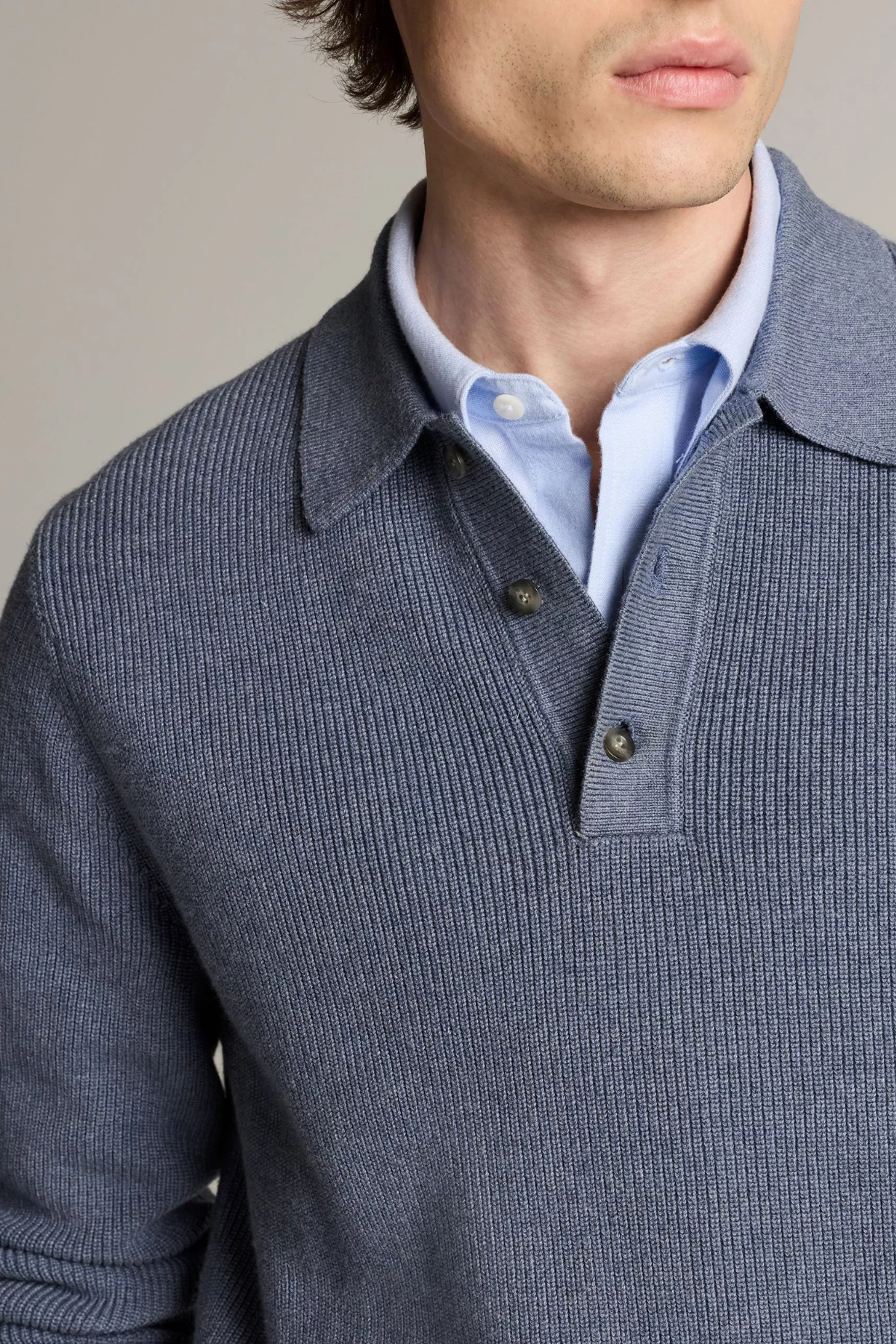 Vince Men's Heirloom Shaker Long Sleeve Polo Sweater - Late Evening