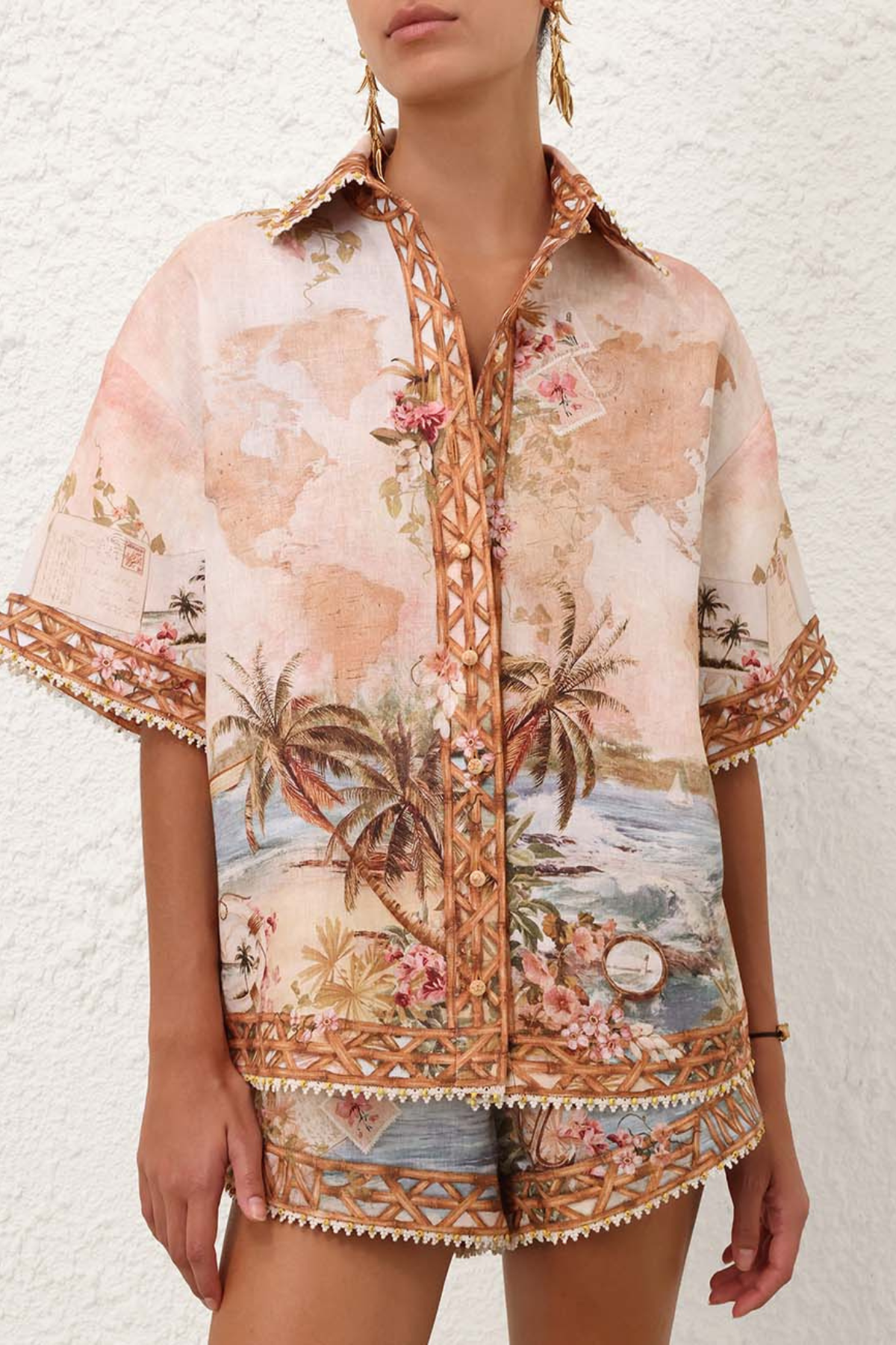 Zimmermann Mahon Shirt - Island Map Blue