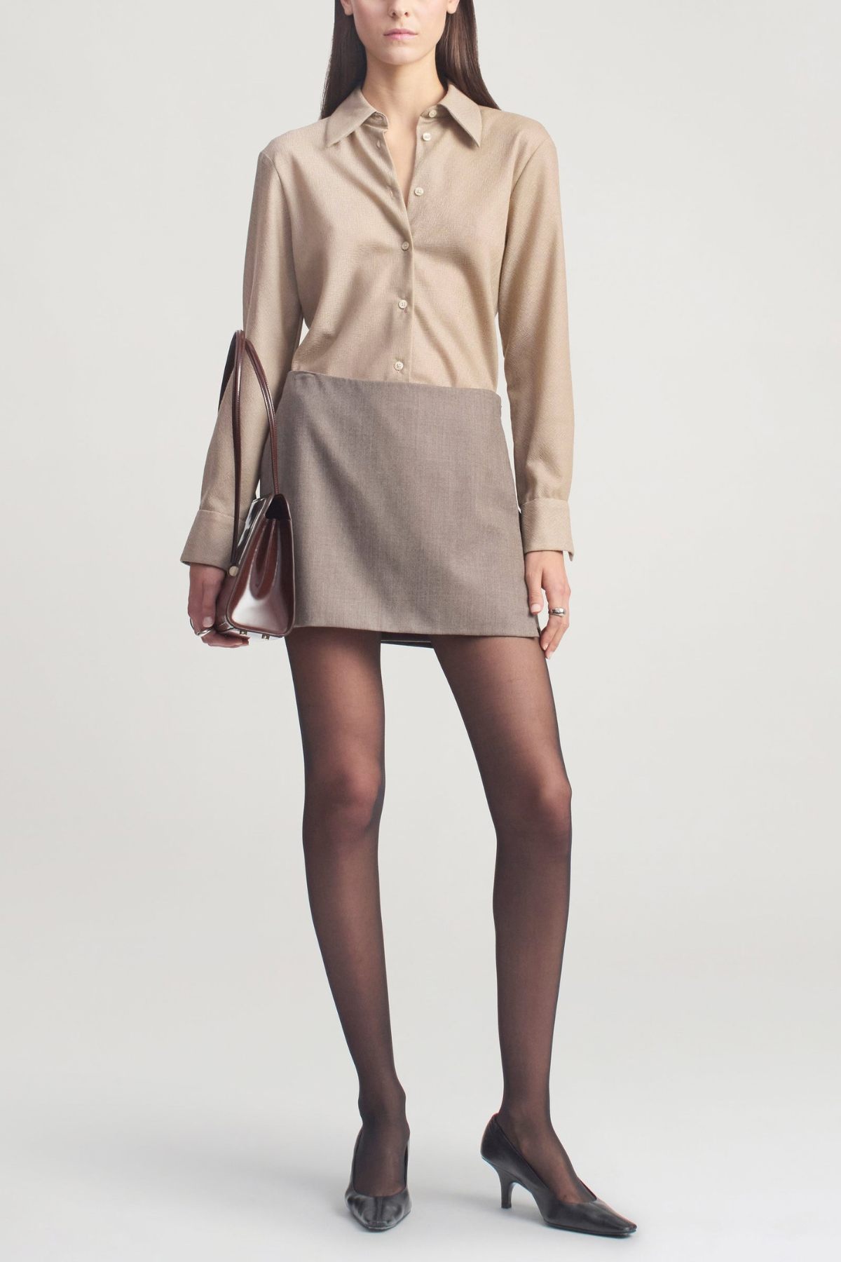 Kallmeyer Joan Bias Button Down - Taupe