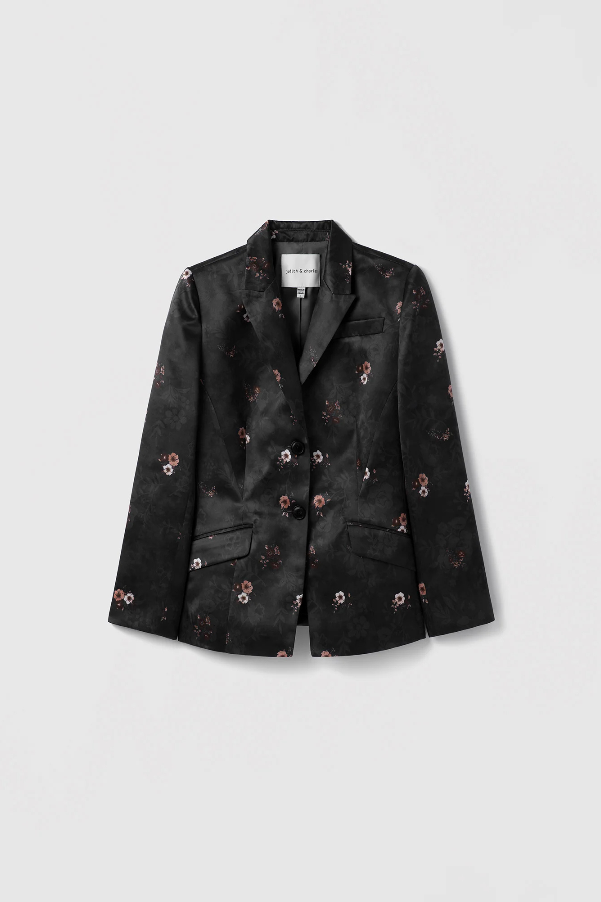 Judith & Charles Tailored Floral Print Louvre Jacket - Black Print