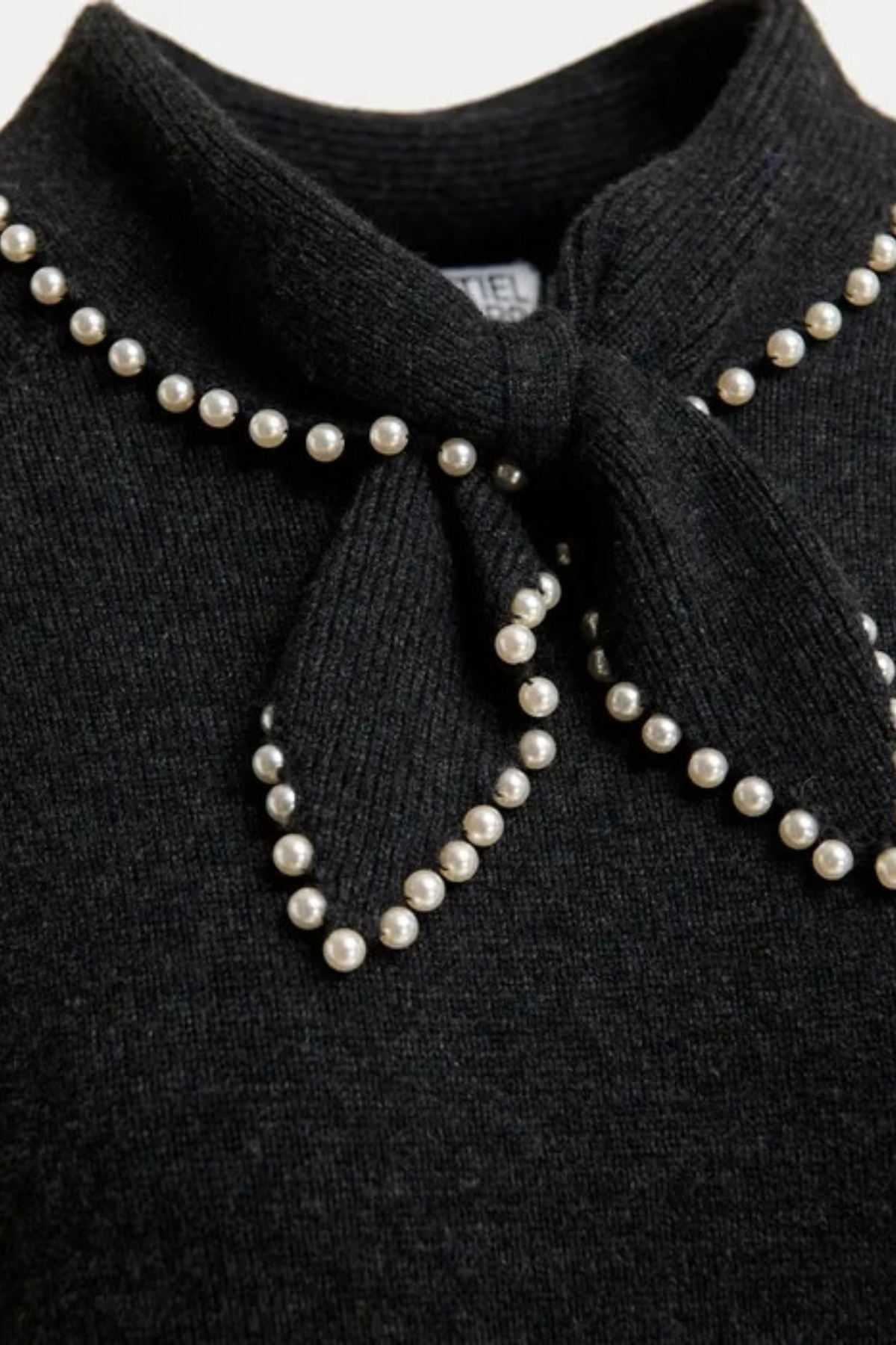 Essentiel Antwerp Kasa Pullover with Pearl Embellished Bow Collar - Black