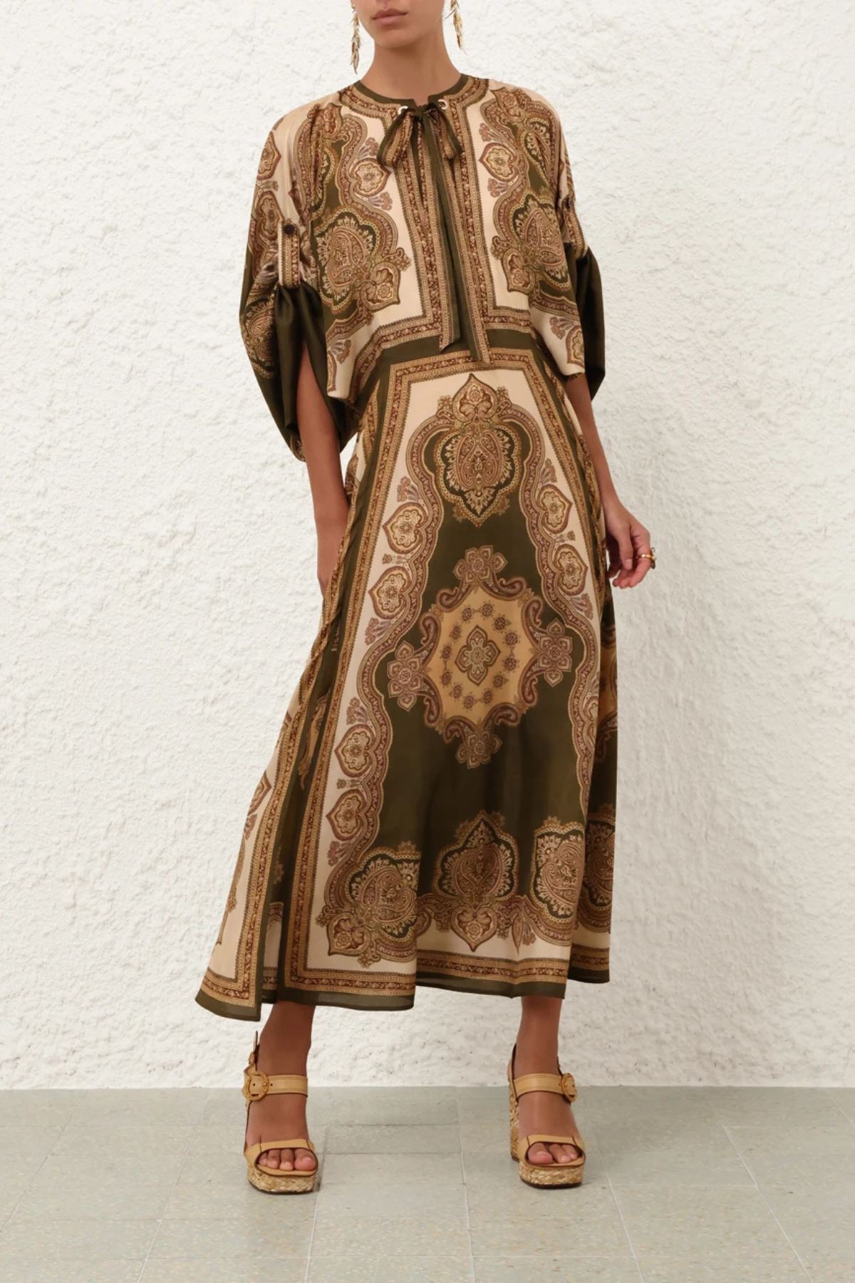 Zimmermann Mahon Tunic Midi Dress - Olive Paisley