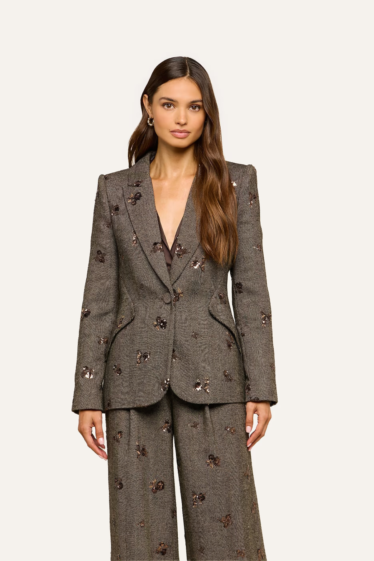 L'AGENCE Chamberlain Blazer - Beige/Black/Gold Flower