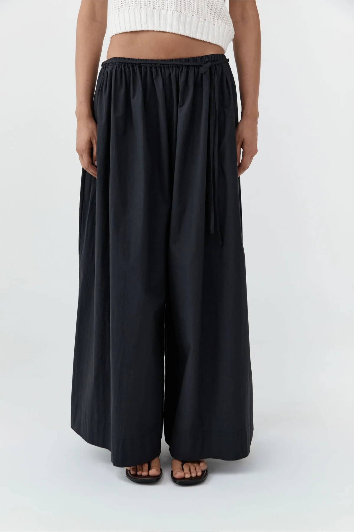 St. Agni Cotton Hybrid Wide Leg Pants - Black