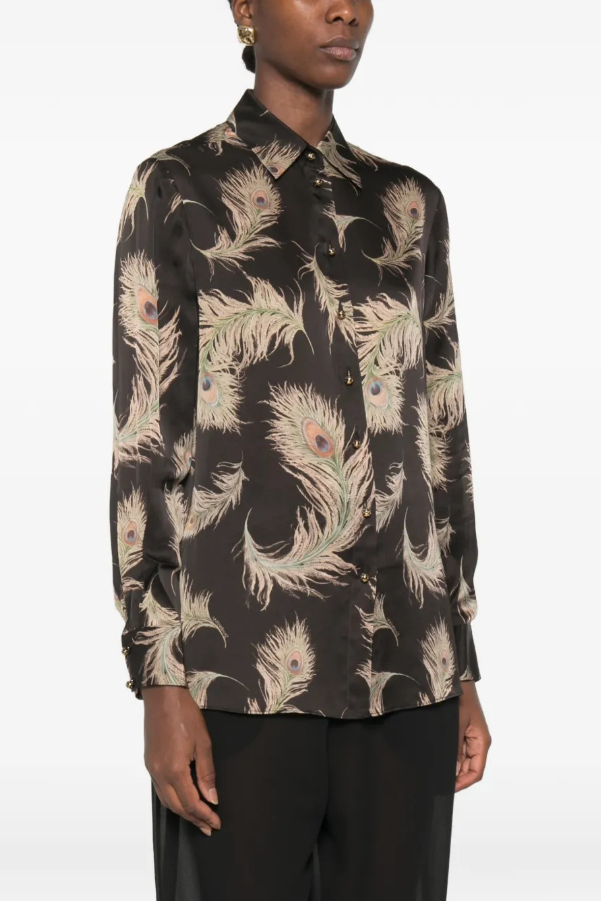 Zimmermann Valiant Satin Shirt - Black Feather