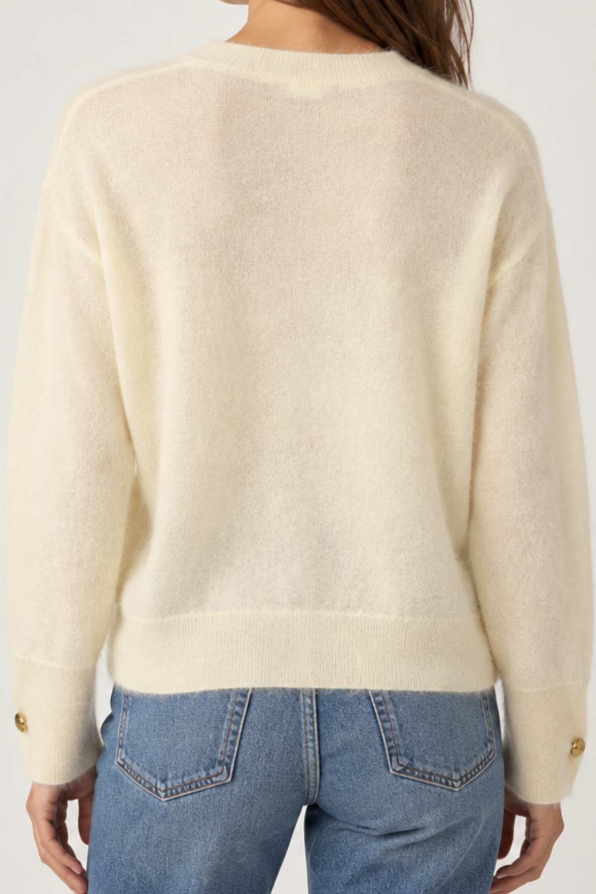 Majestic Filatures Brushed Cashmere Long Sleeve Crewneck - Milk