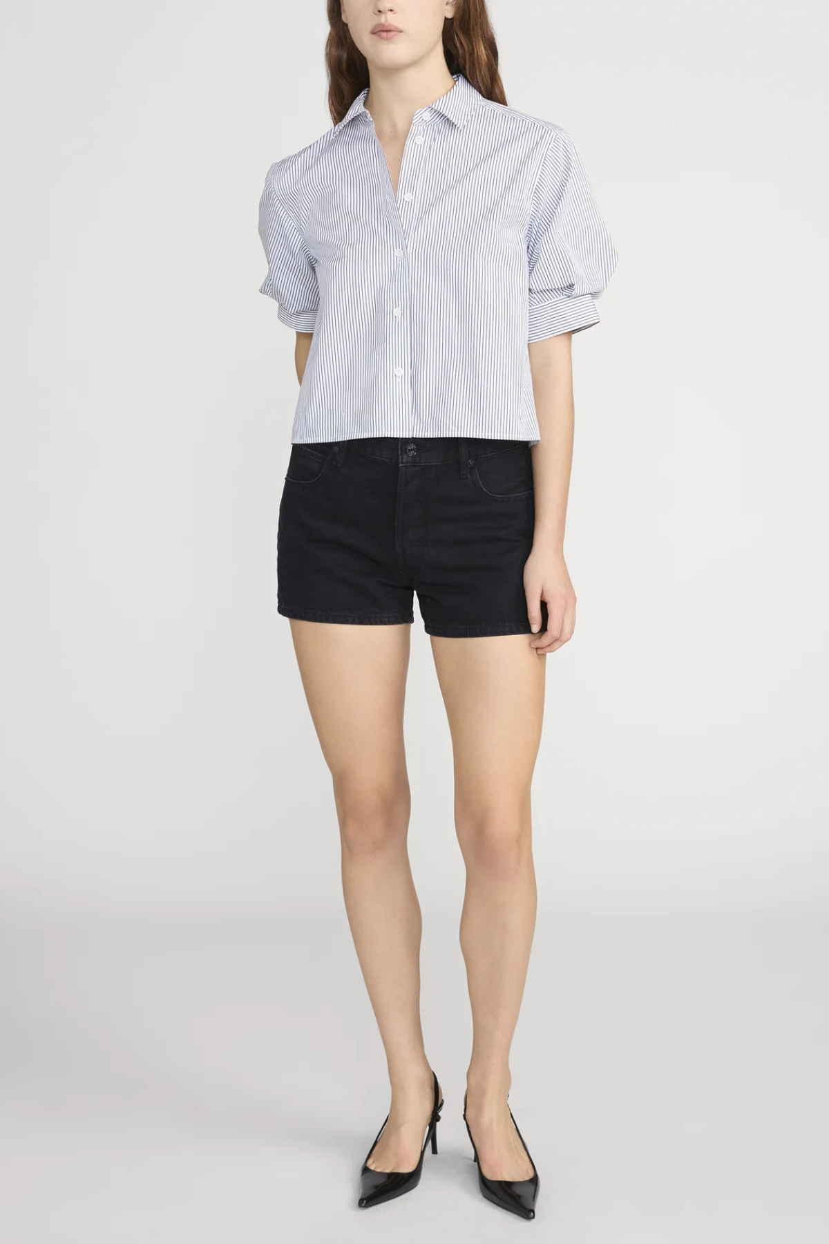 Frame The Billow Sleeve Shirt - Navy Stripe