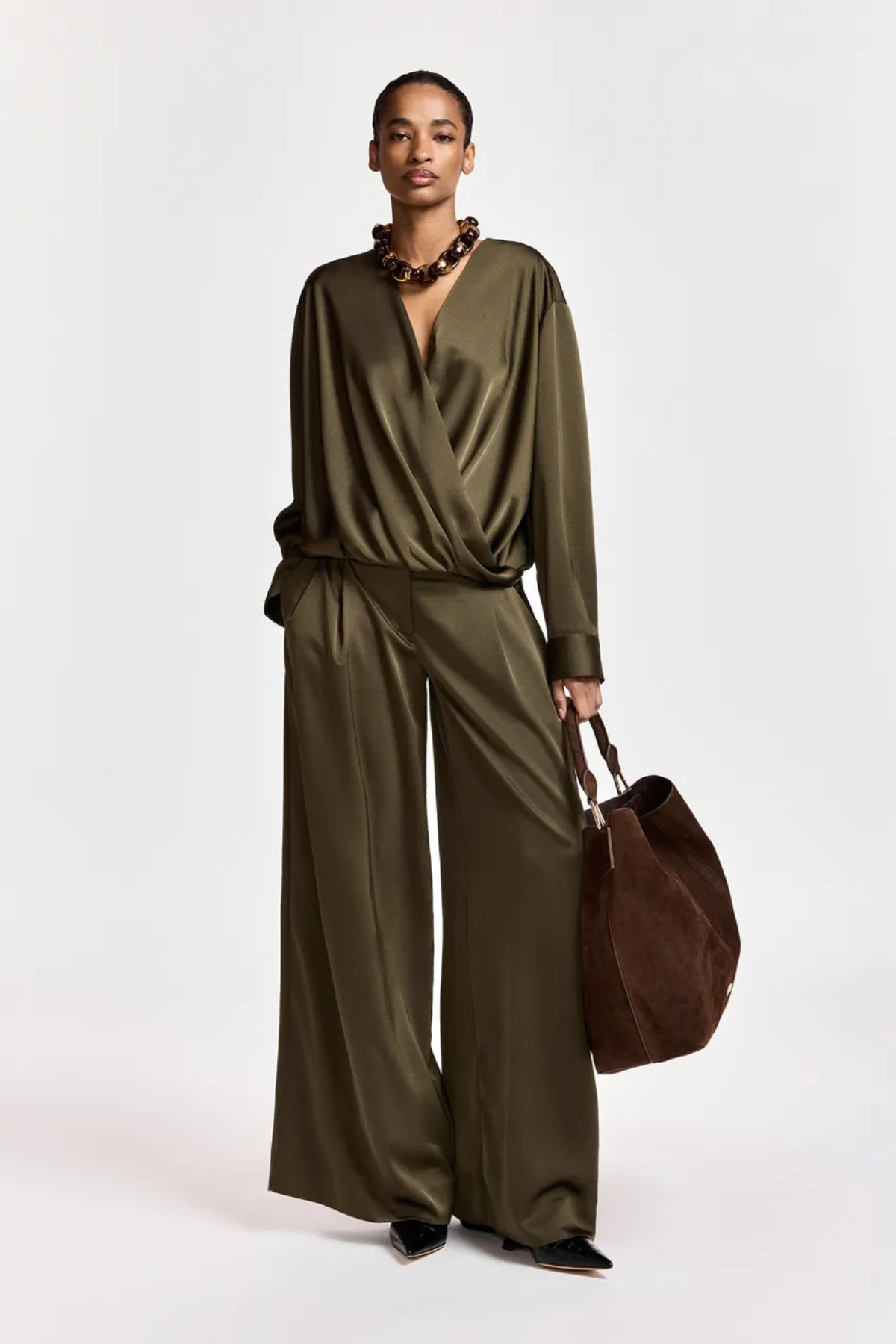 Essentiel Antwerp Katerina Wide Leg Pants - Dusty Green